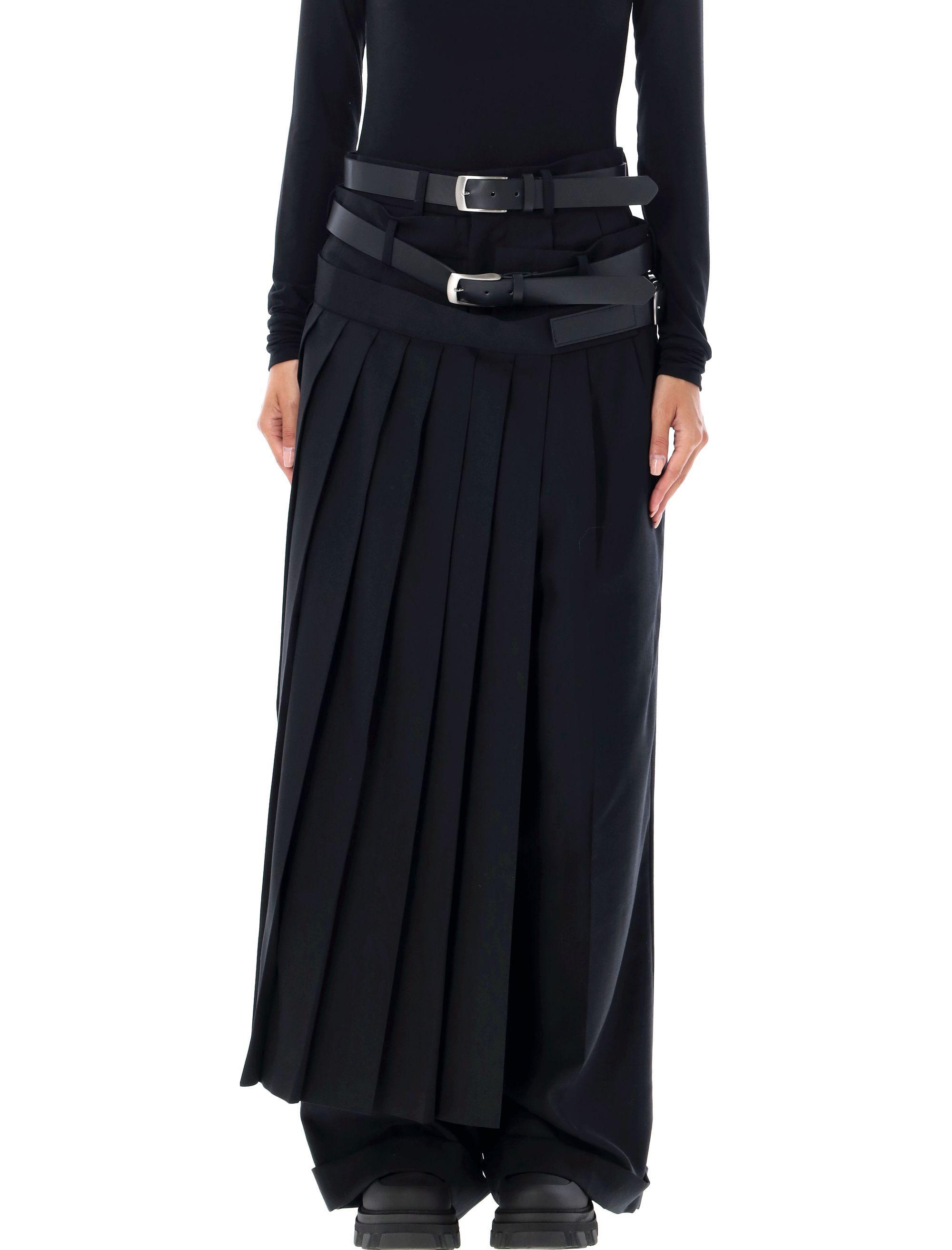 Junya Watanabe High-Waisted Wide-Leg Pleated Pants With Faux Junya Watanabe High-Waisted Wide-Leg Pleated Pants With Faux