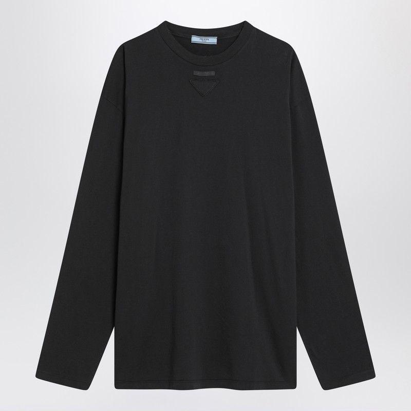 トップス 90s prada long tee (s) black Prada Long-Sleeved Cotton T-Shirt in Blue for Men | Lyst