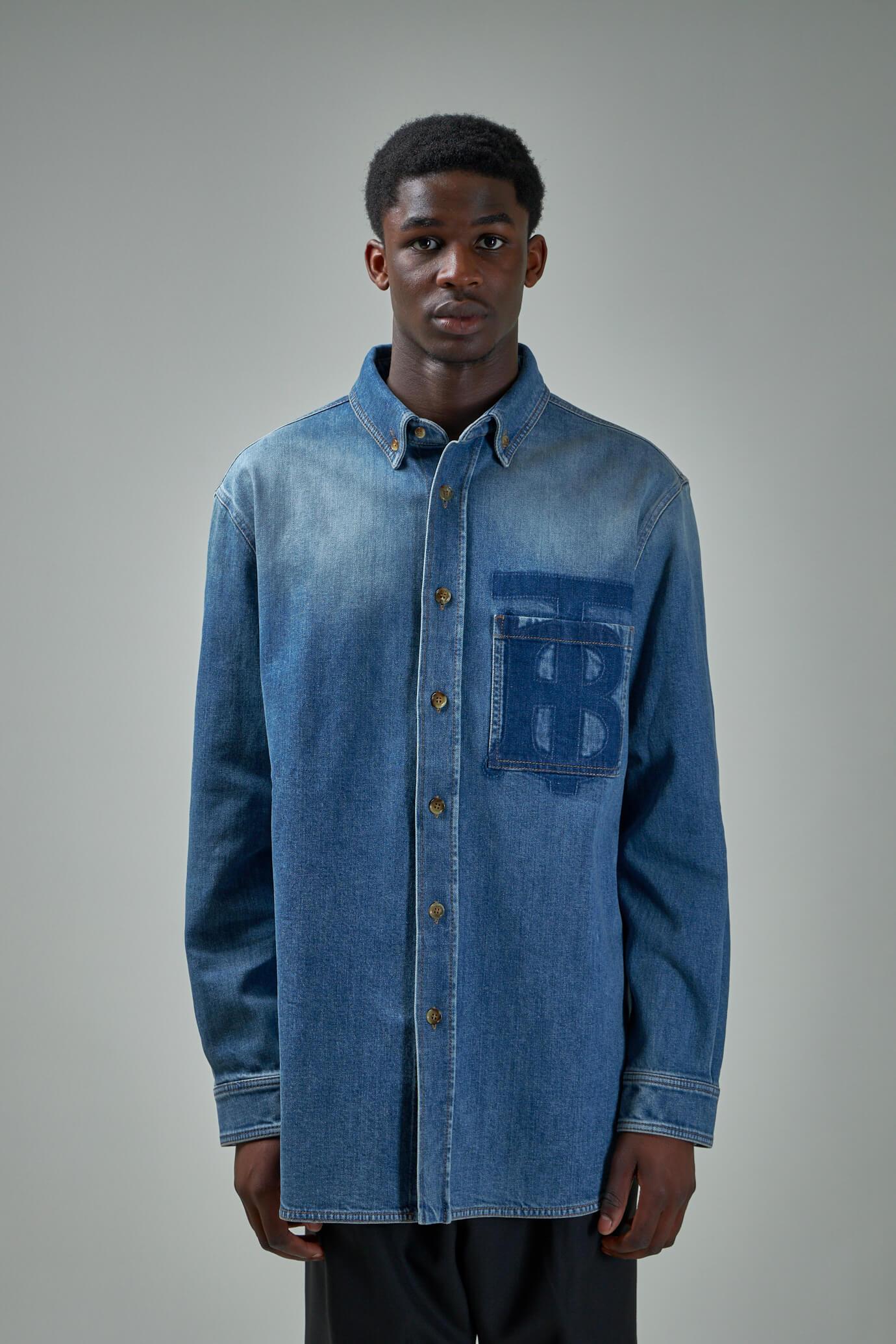 Burberry Denim Tb Shirt in Blue for Men | Lyst UK