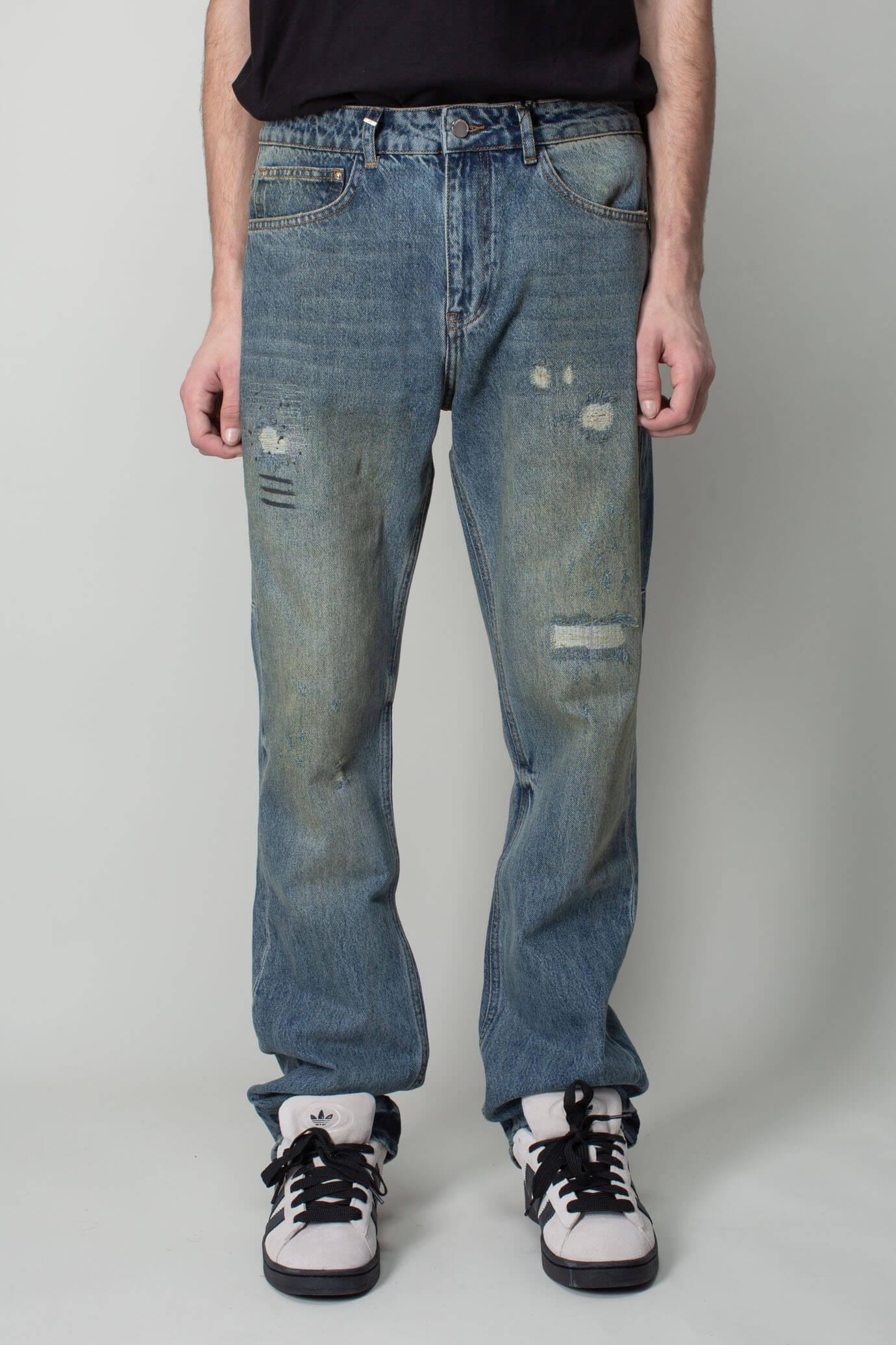FLANEUR HOMME Straight Jeans Mojave Indigo Repaired Denim in Blue for Men |  Lyst UK