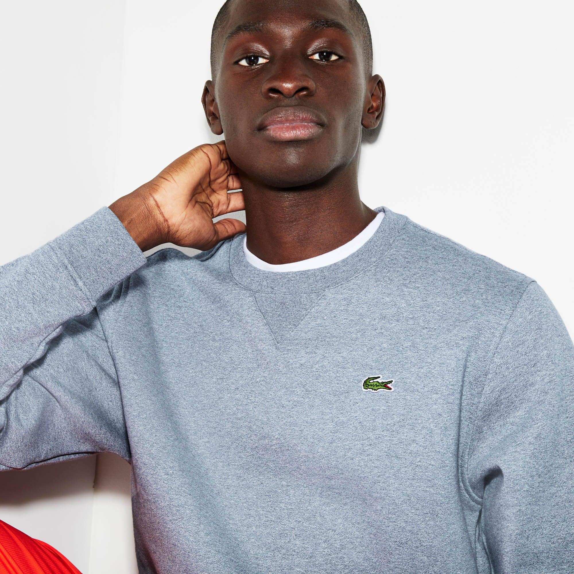 men's lacoste sport crew neck sweatshirt in solid fleece