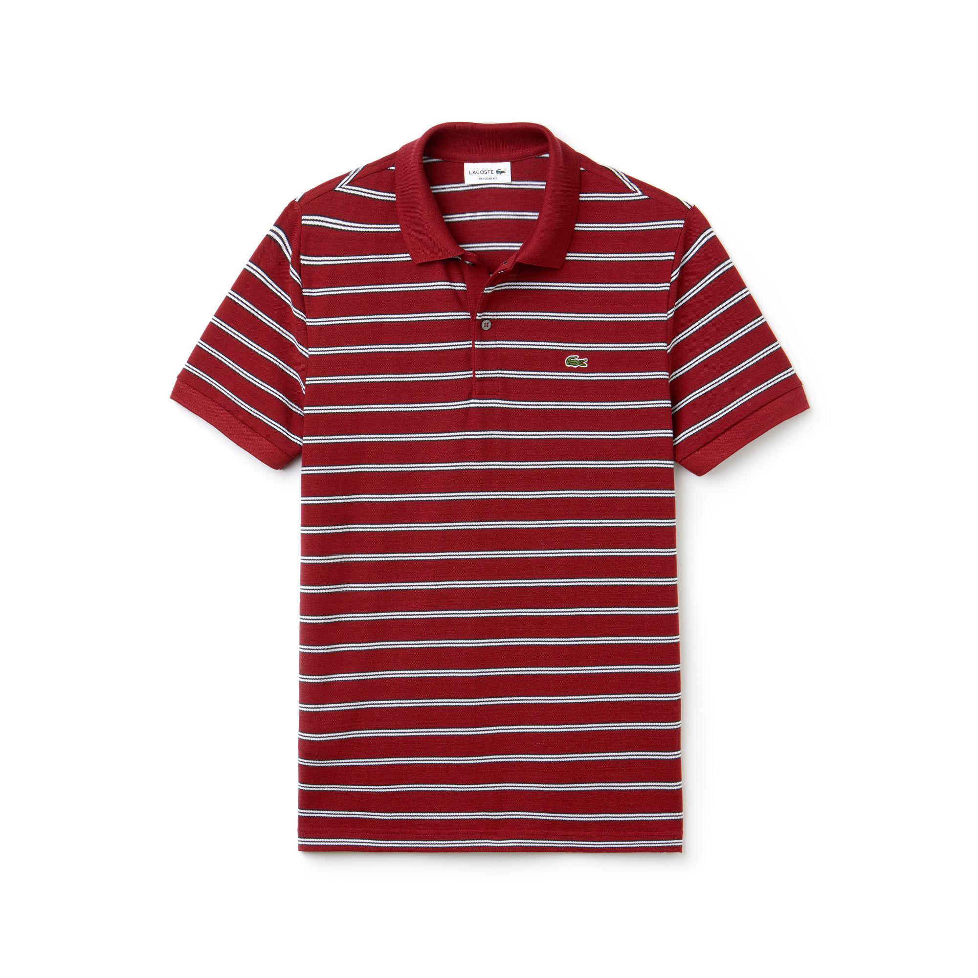 Lacoste Men/'s Short Sleeve Stripe Pique Regular Fit Polo Shirt PH3154 Turkey Red