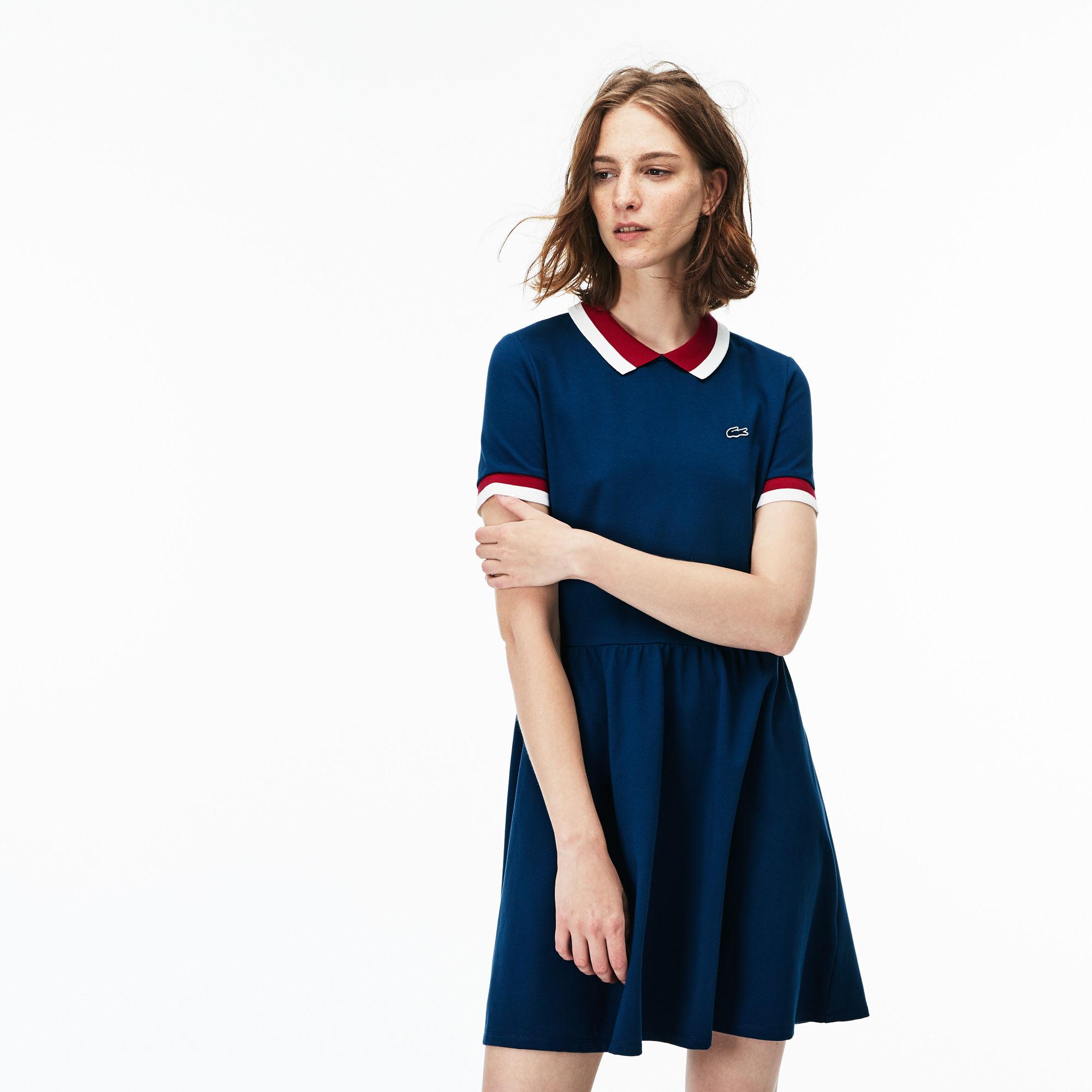 women's fitted colorblock terrycloth piqué polo dress