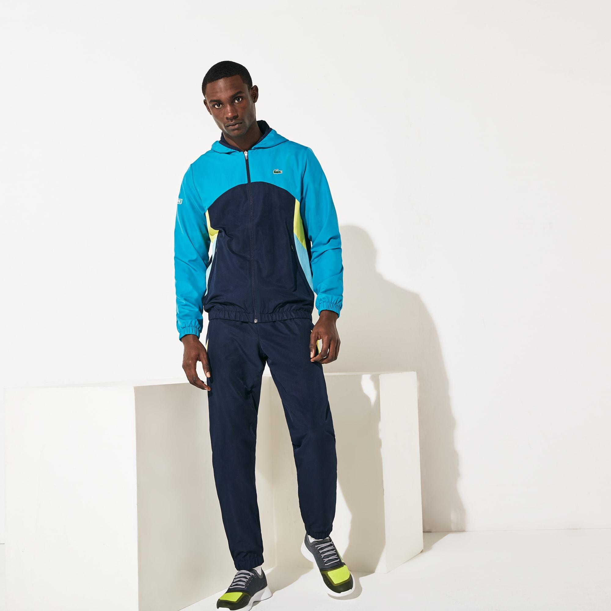 Lacoste Men's Sport Hooded Colorblock Tracksuit in Turquoise,Navy Blue ...