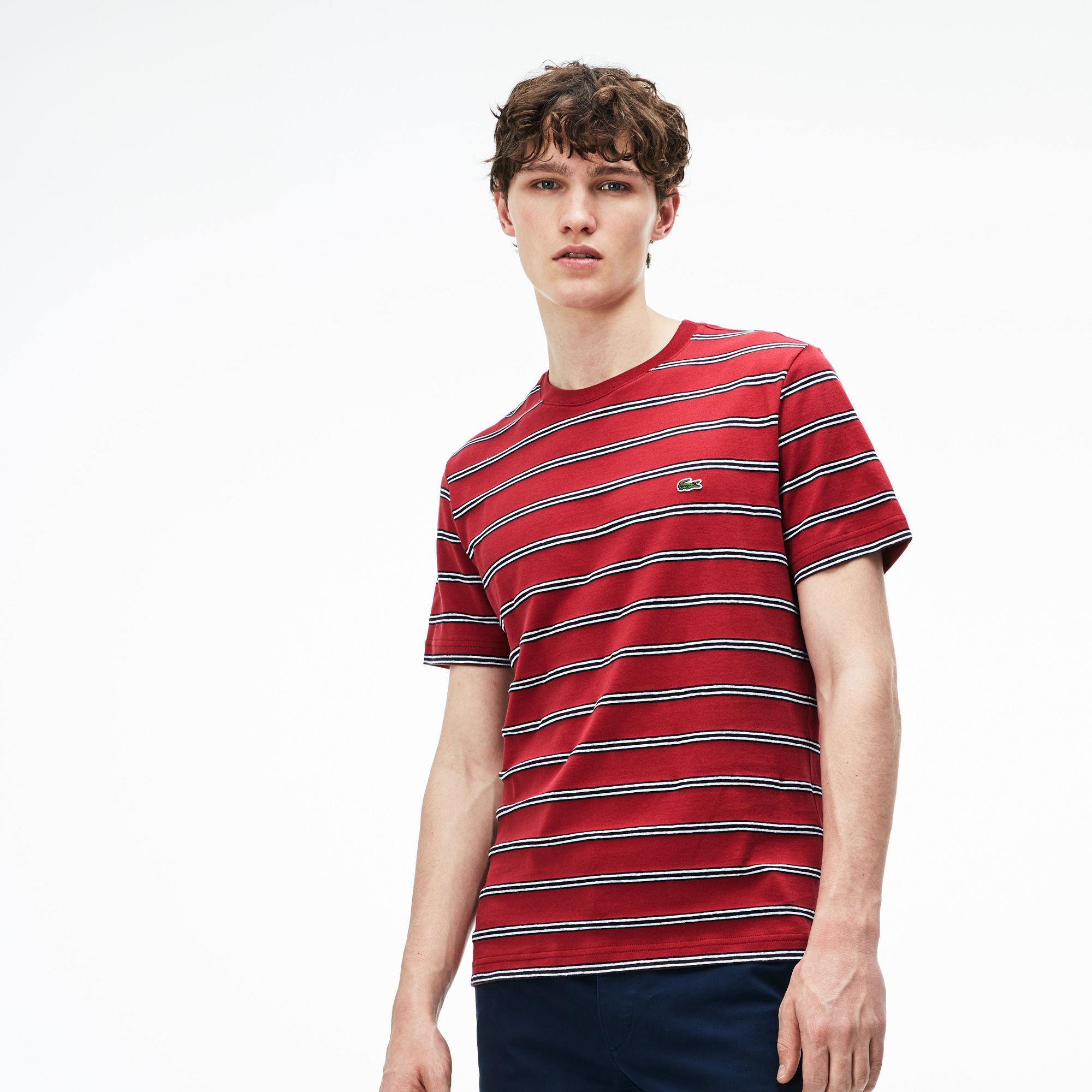 Lacoste Mens Short Sleeve Stripe Cotten/Linen Reg Fit T-Shirt TH3248