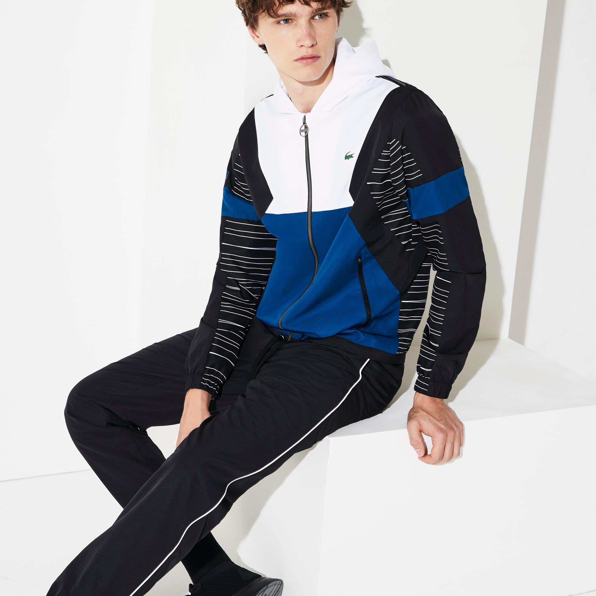 Lacoste Sport Hooded Color-block Tennis Track Suit in White,Blue,Black ...