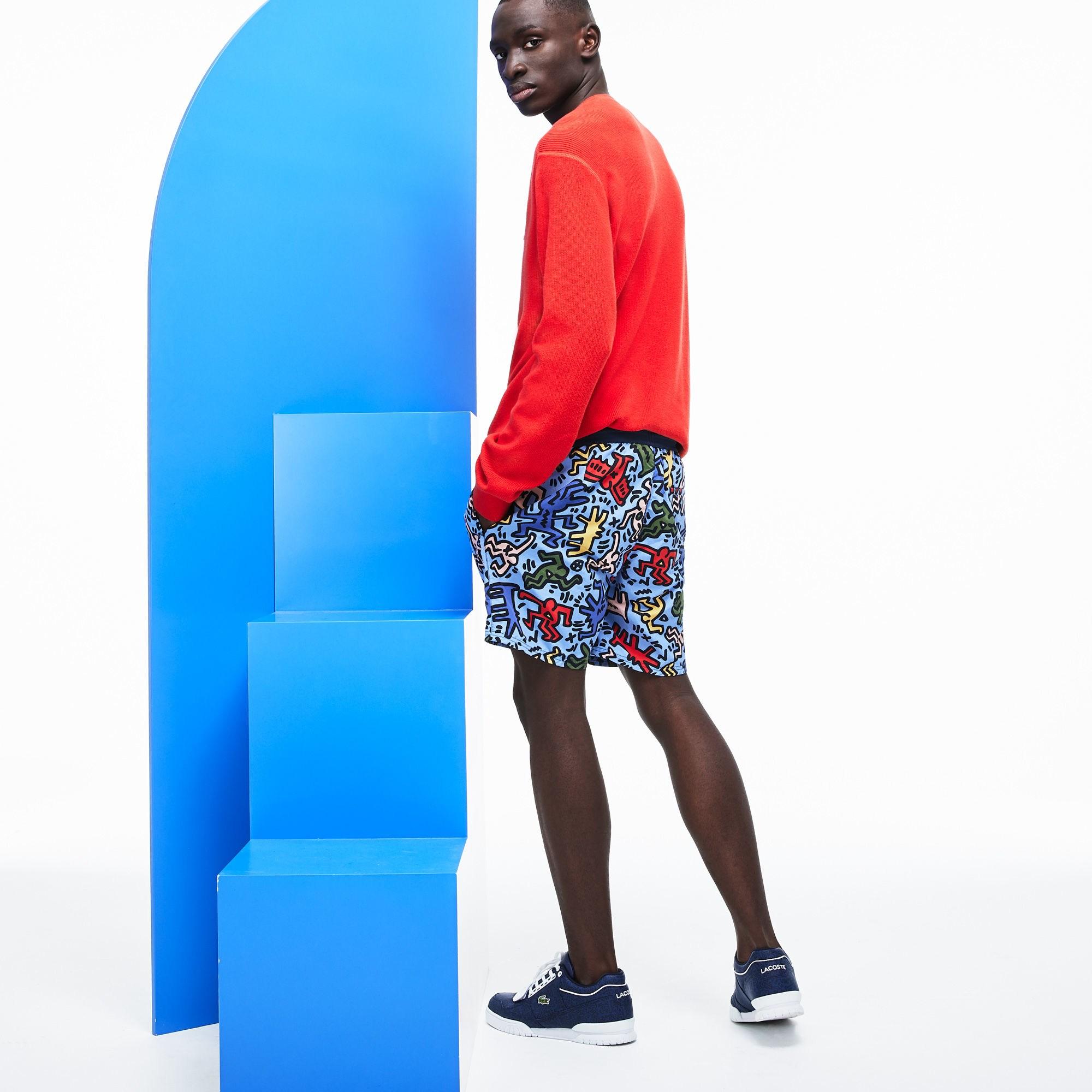 lacoste keith haring swim trunks