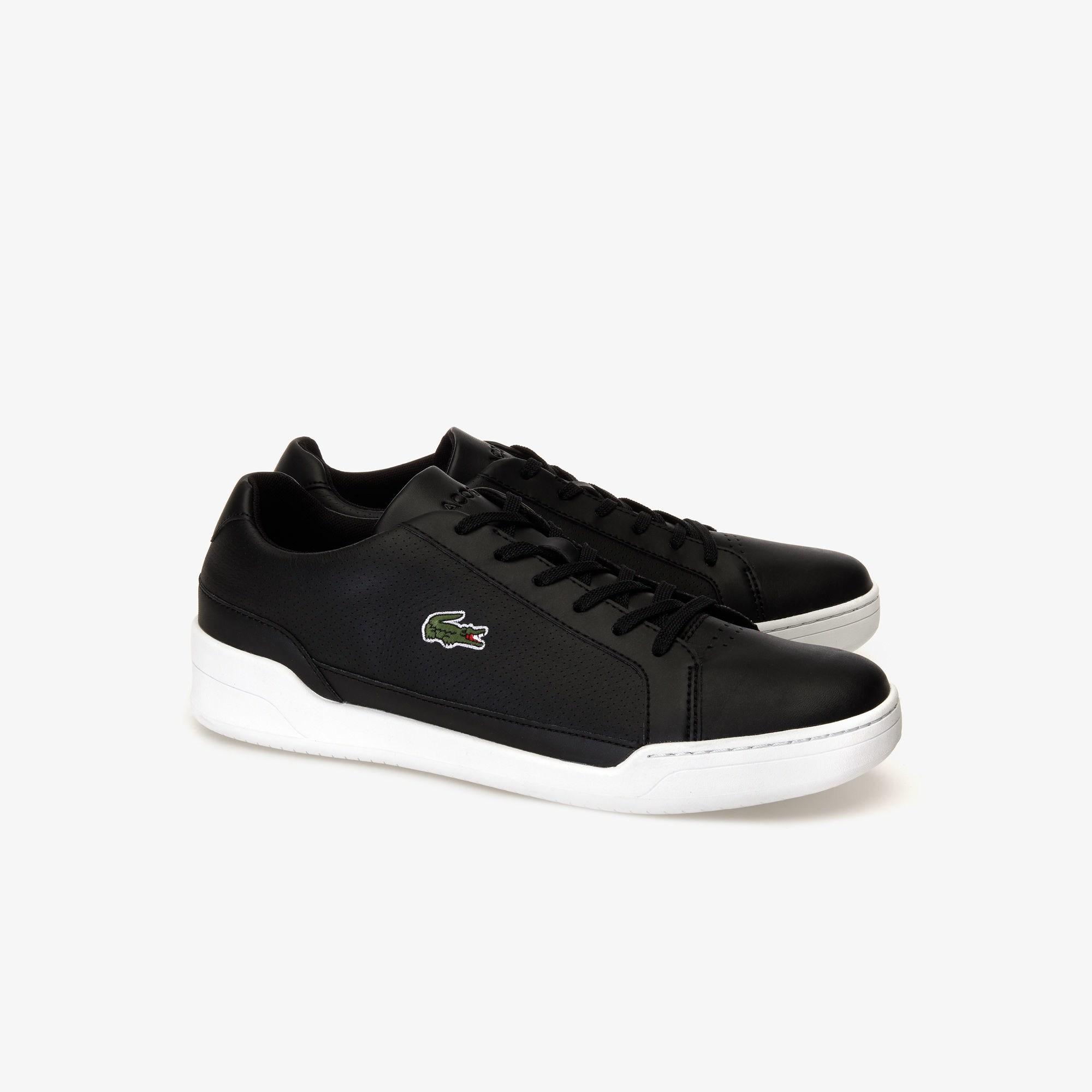 Lacoste Challenge Leather And Synthetic Sneakers in Black/White (Black ...