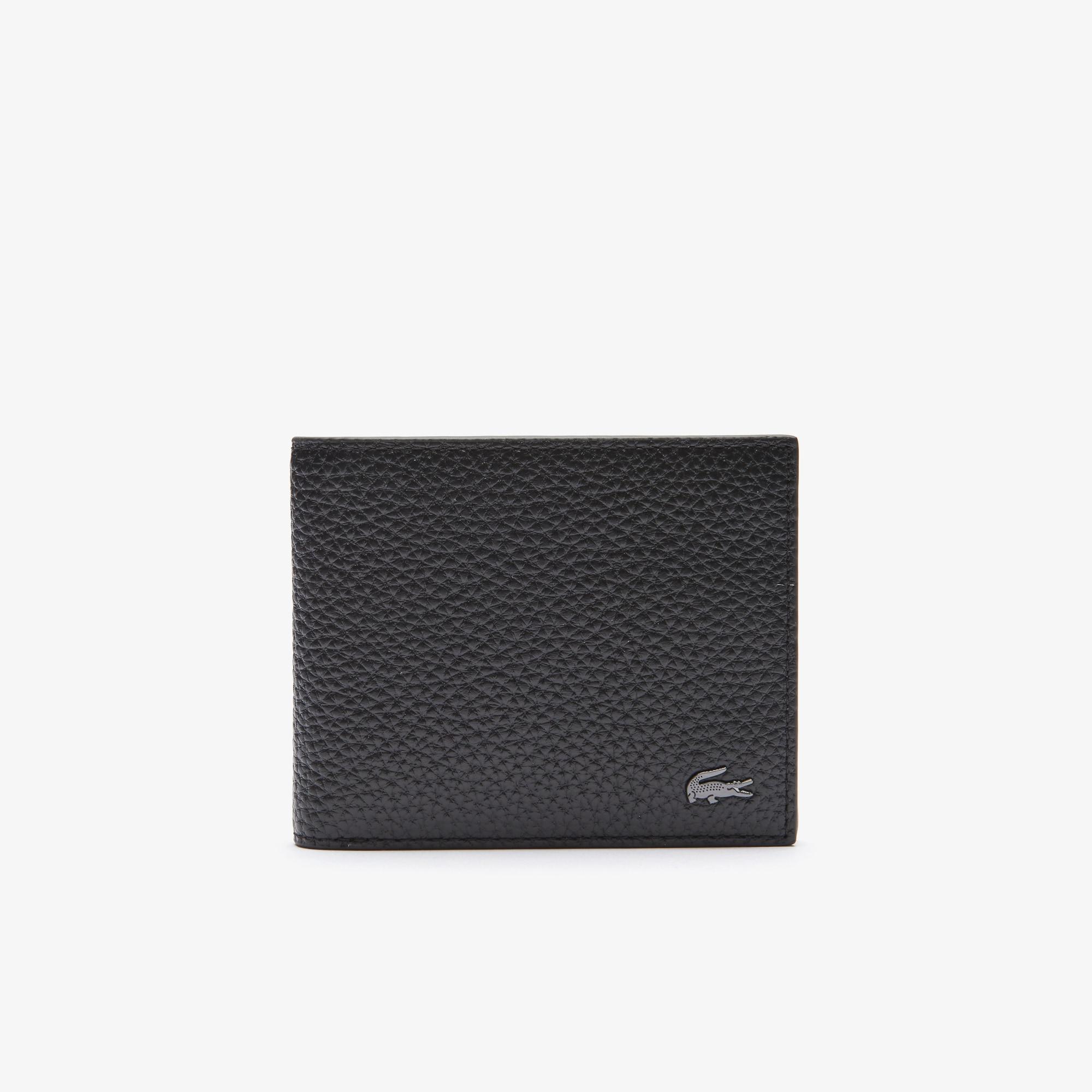 Lacoste Soft Mate Matte Fullgrain Leather Folding Wallet in Black for