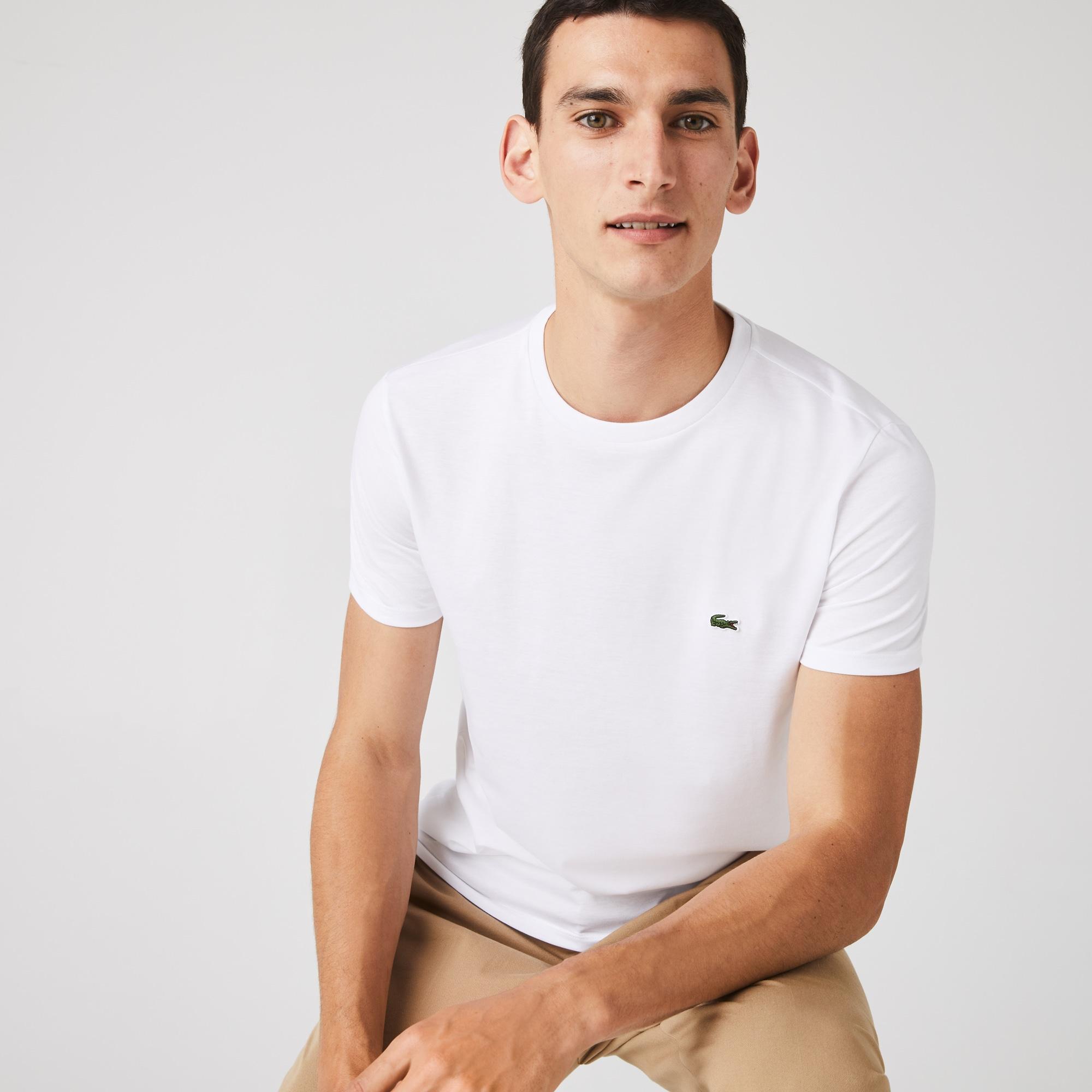 Lacoste Crew Neck Pima Cotton T-shirt in White for Men - Lyst