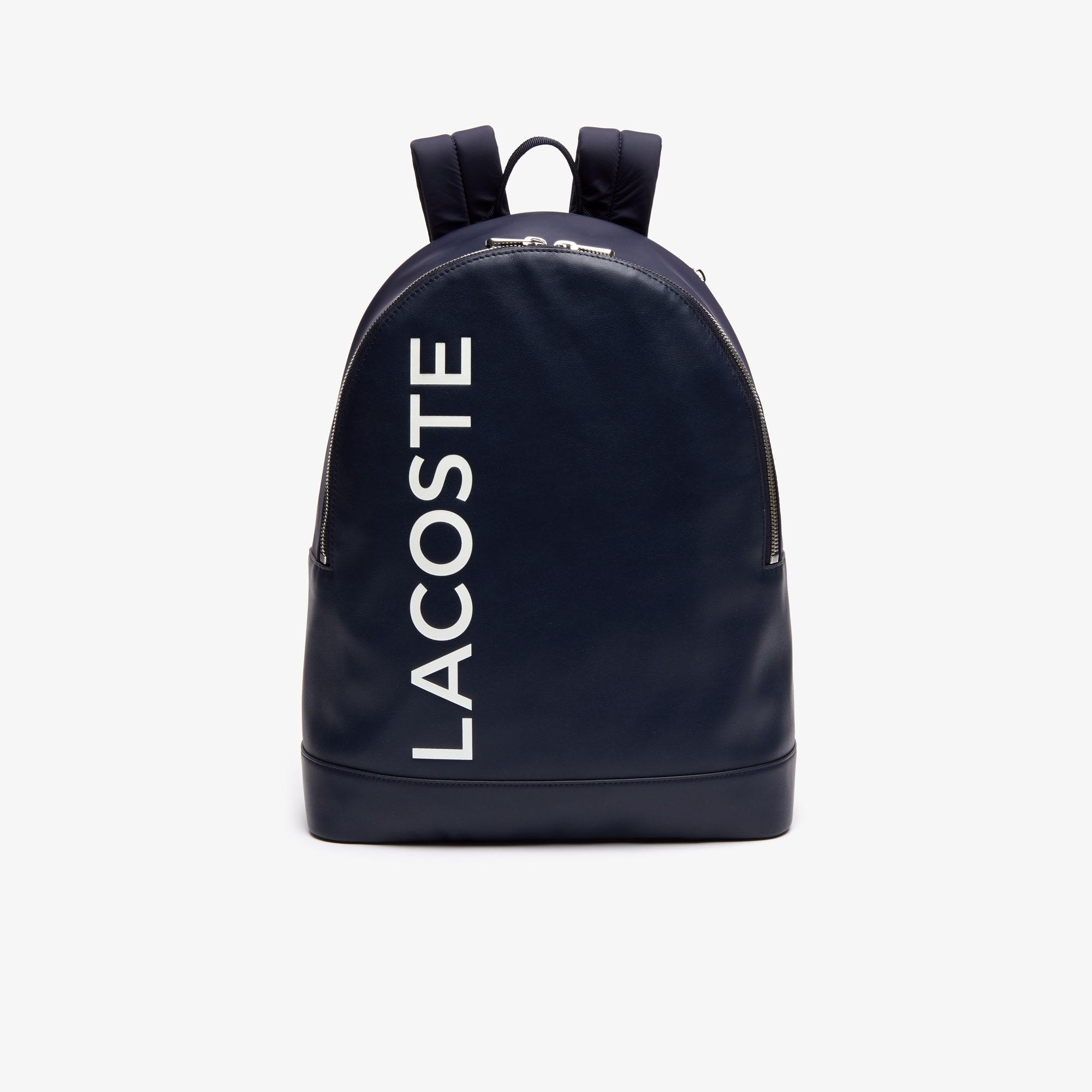Lacoste L.12.12 Signature Leather Zip Backpack in Dark Sapphire (Blue