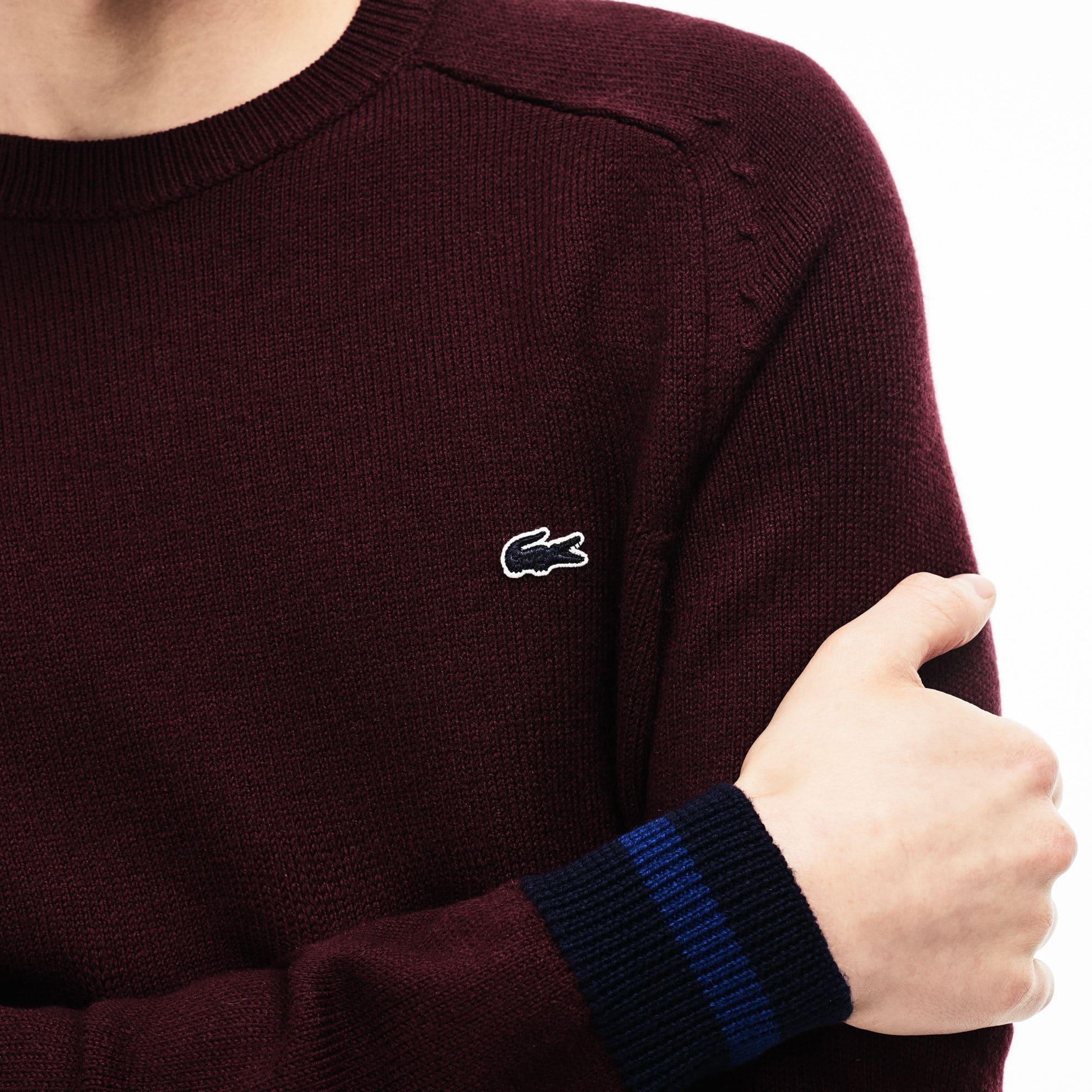 NWT Authentic LACOSTE MEN CREW NECK CONTRAST ACCENTS FLEECE Long SWEATSHIRT