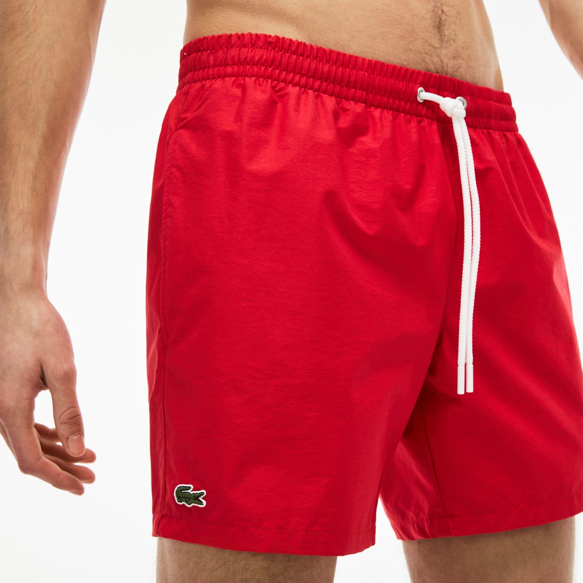 lacoste red swim shorts