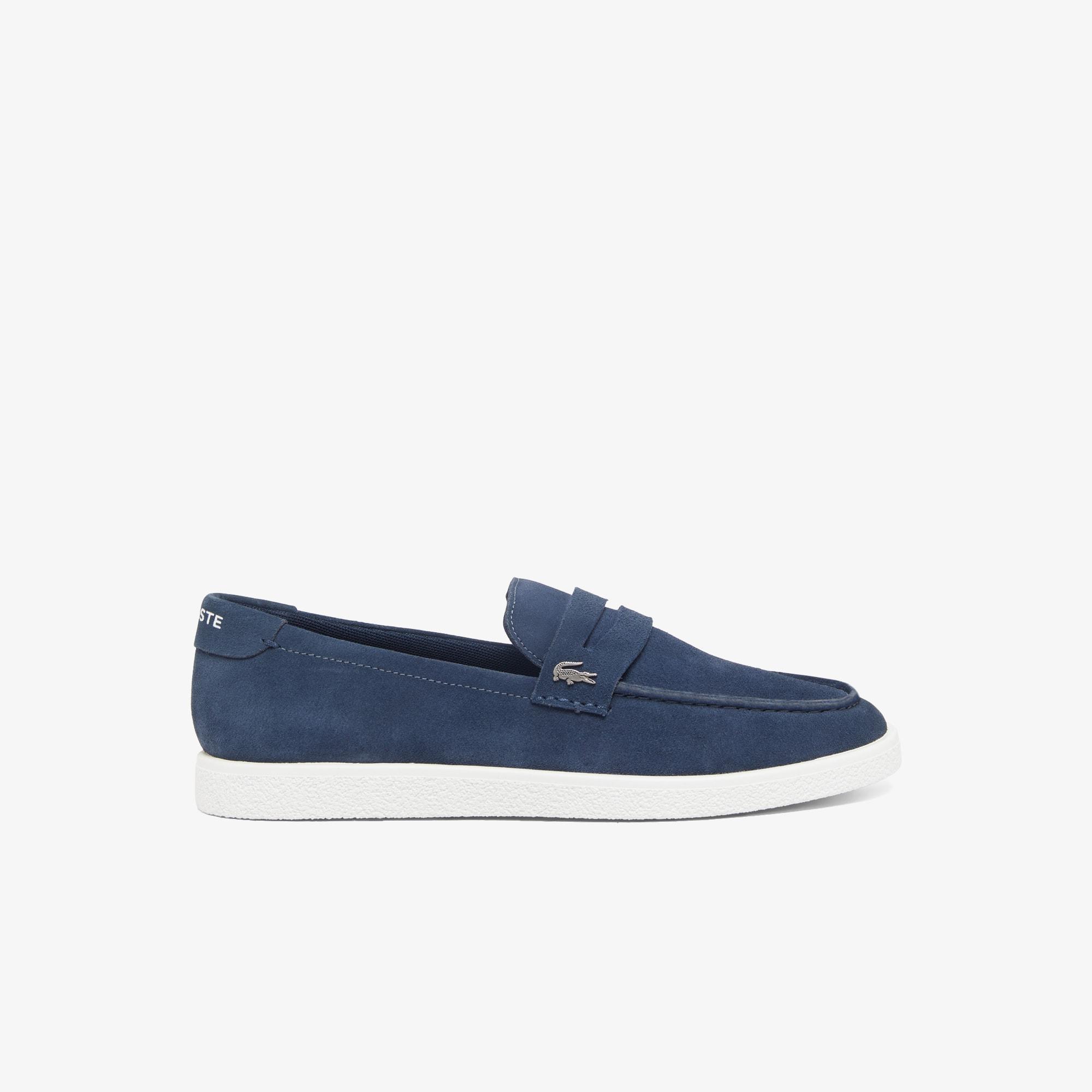 Lacoste Men\'s Navire Penny 216 Suede Loafers - Navy Navy blue suede boat derby shoes main image 3