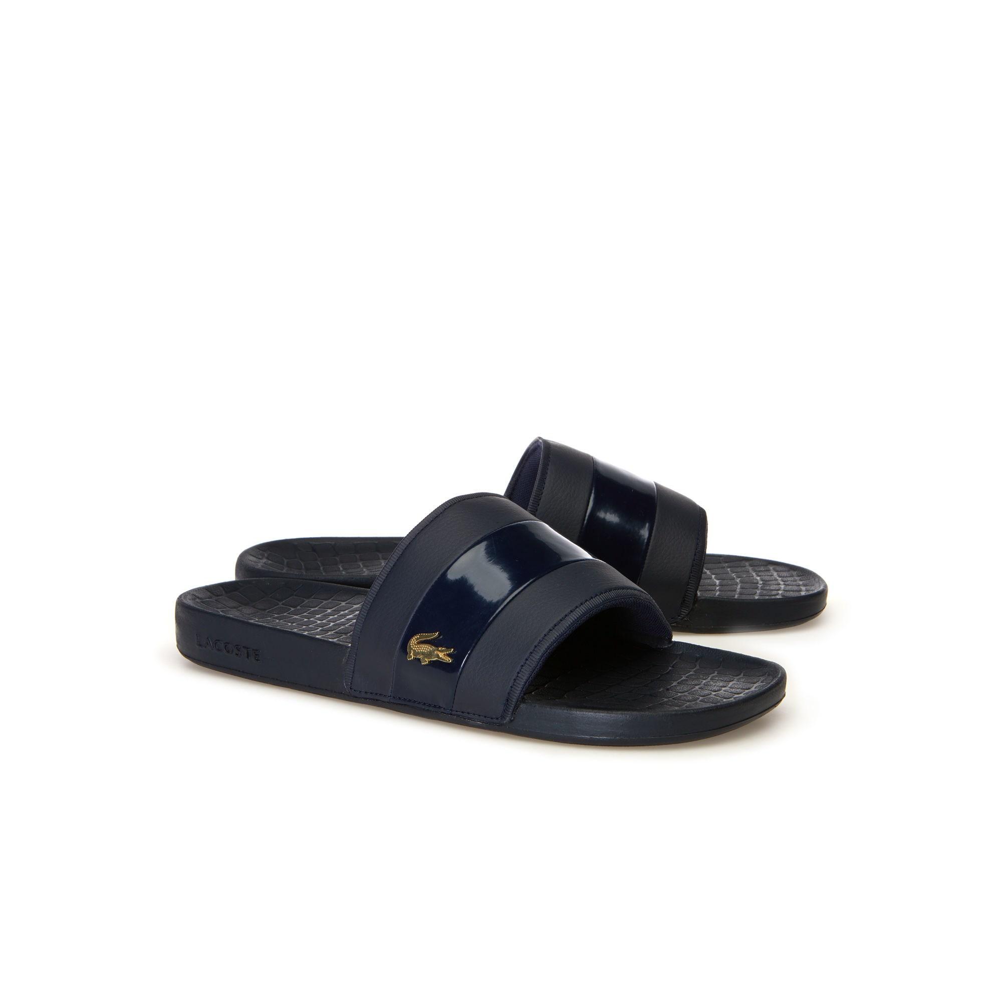 lacoste flip flops leather