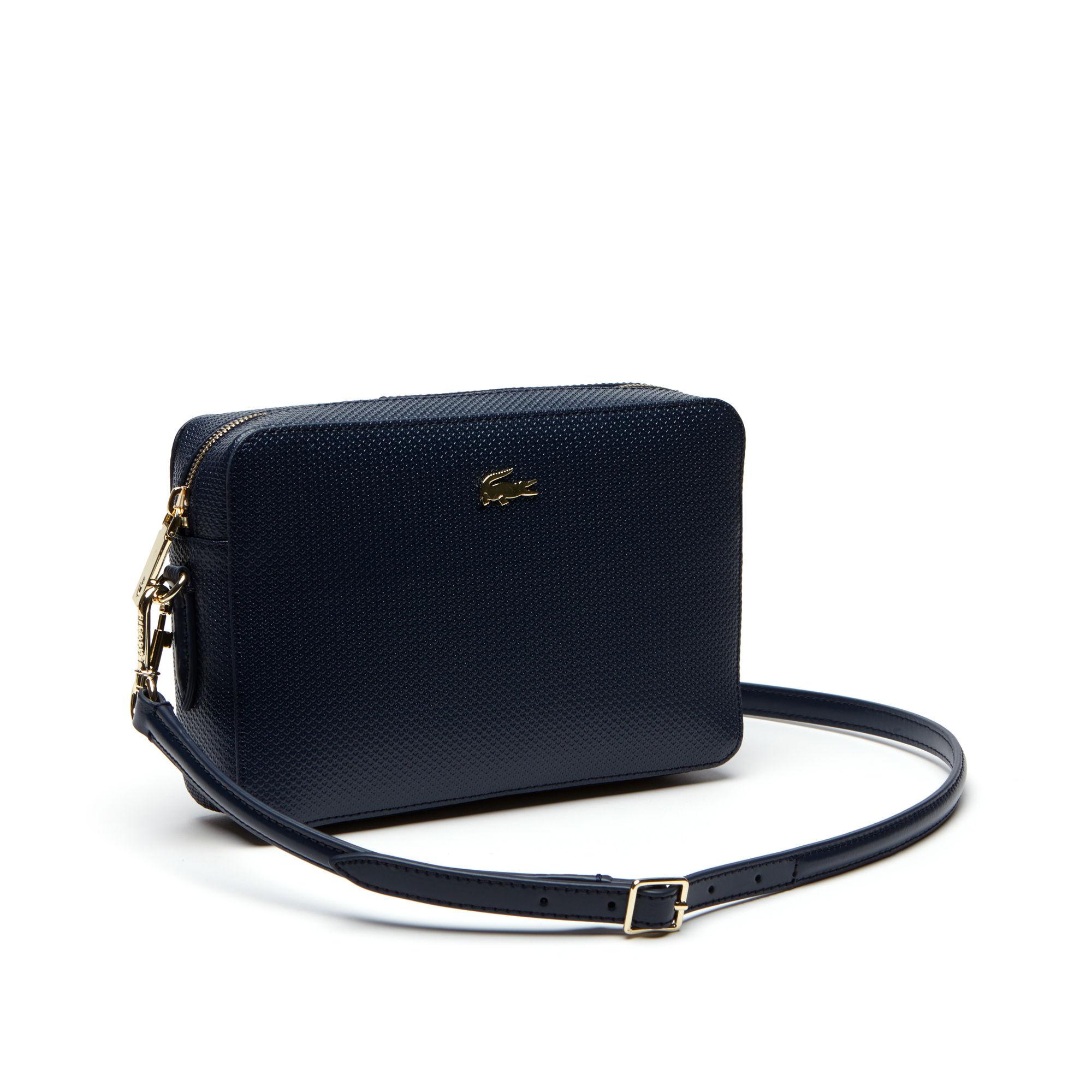 Lacoste Chantaco Piqué Leather Square Crossover Bag in Blue - Lyst