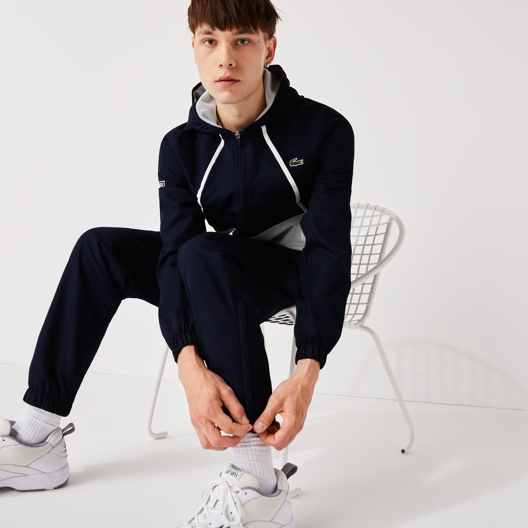 Lacoste Men's Sport Mesh Inset Hooded Colorblock Tracksuit in Navy Blue ...