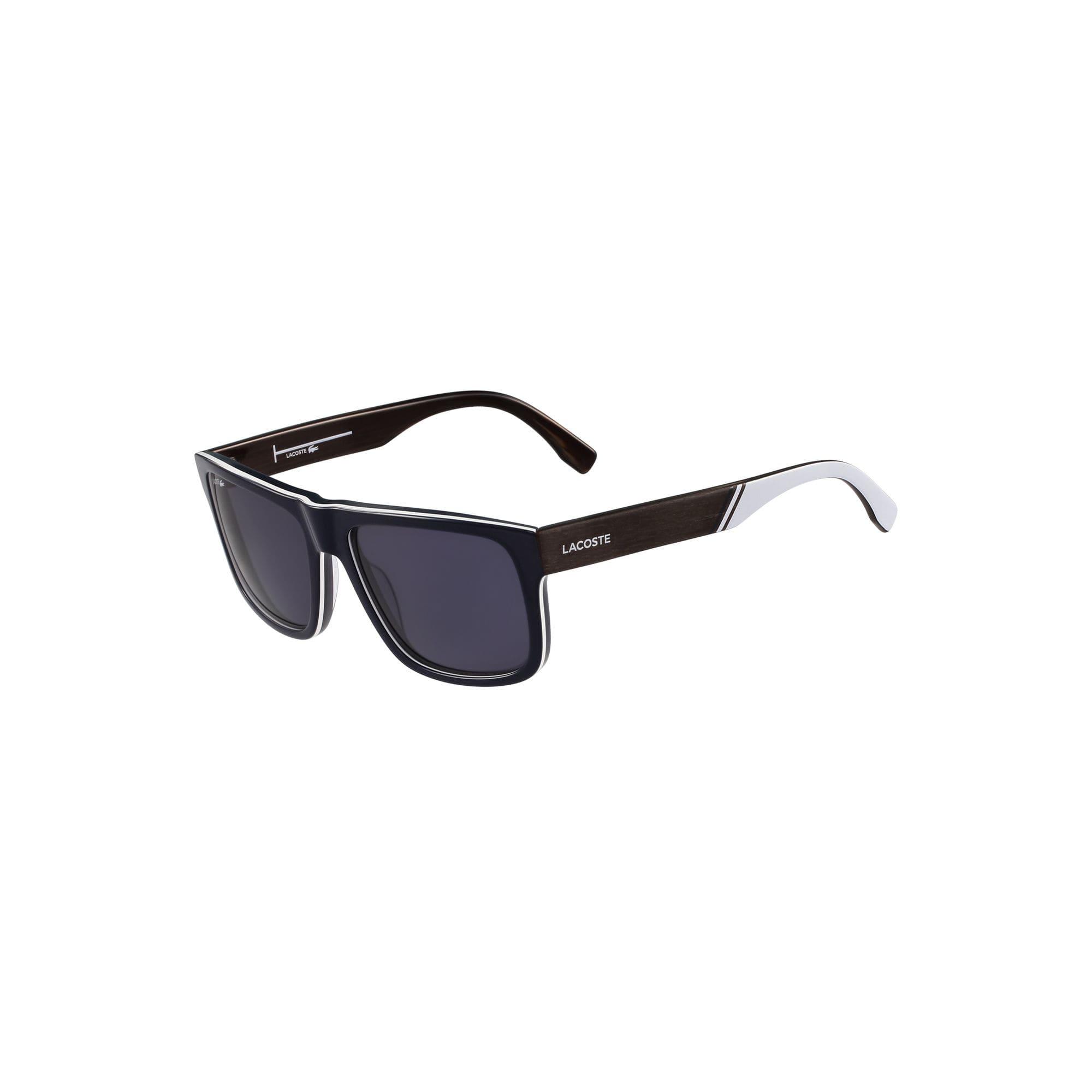 Matte Black//Grey 57 mm Lacoste Mens L876s Plastic Square Stripes /& Piping Sunglasses