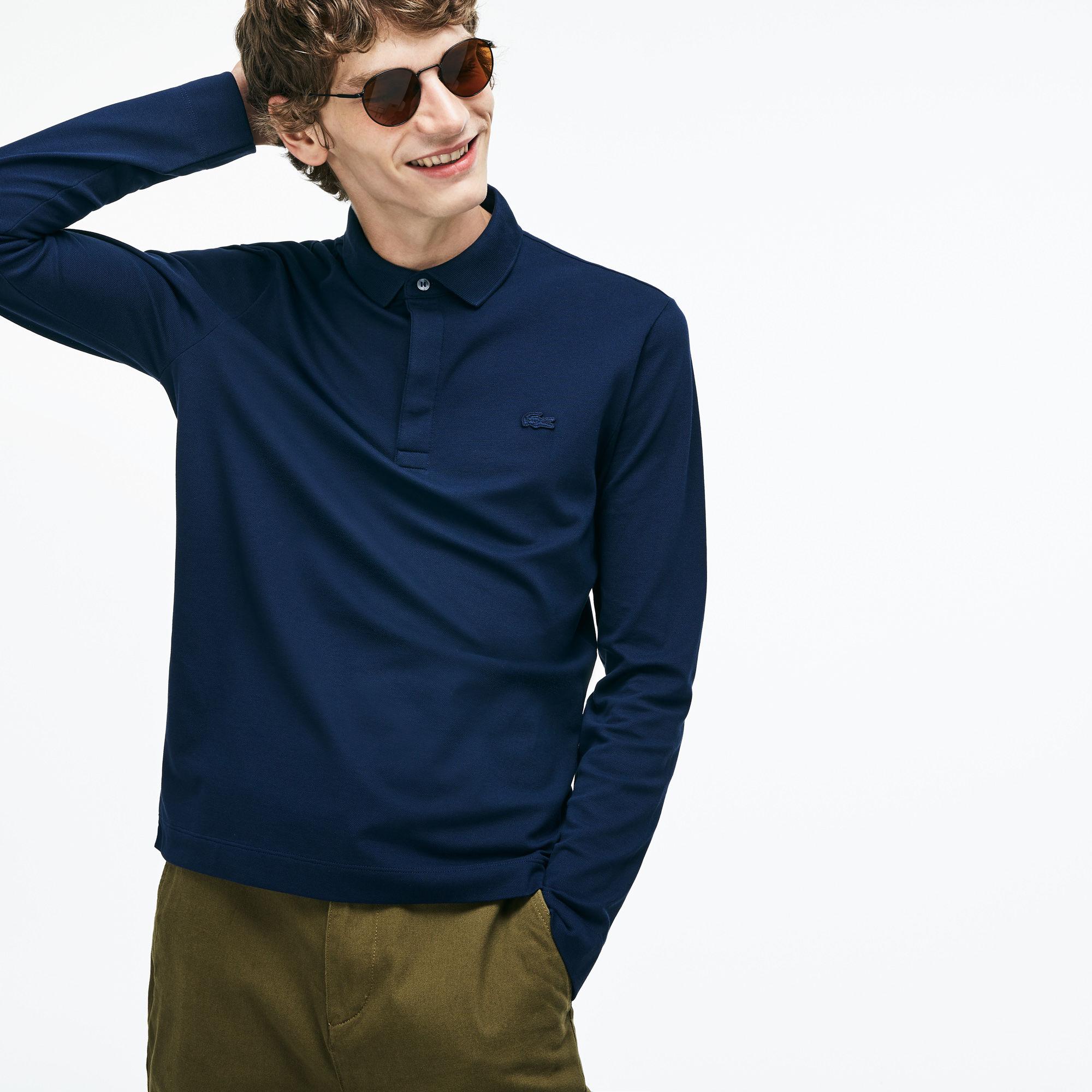 men's lacoste paris polo shirt regular fit stretch cotton piqué