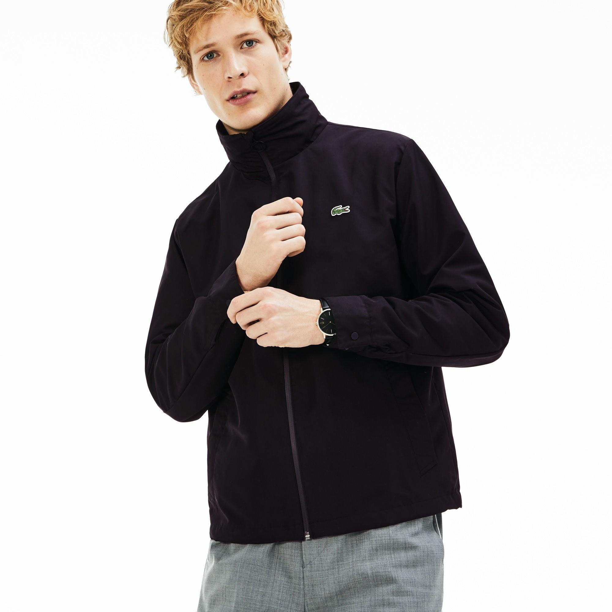 Lacoste Concealed Hood Zippered Lightweight Taffeta Jacket in Black for ...