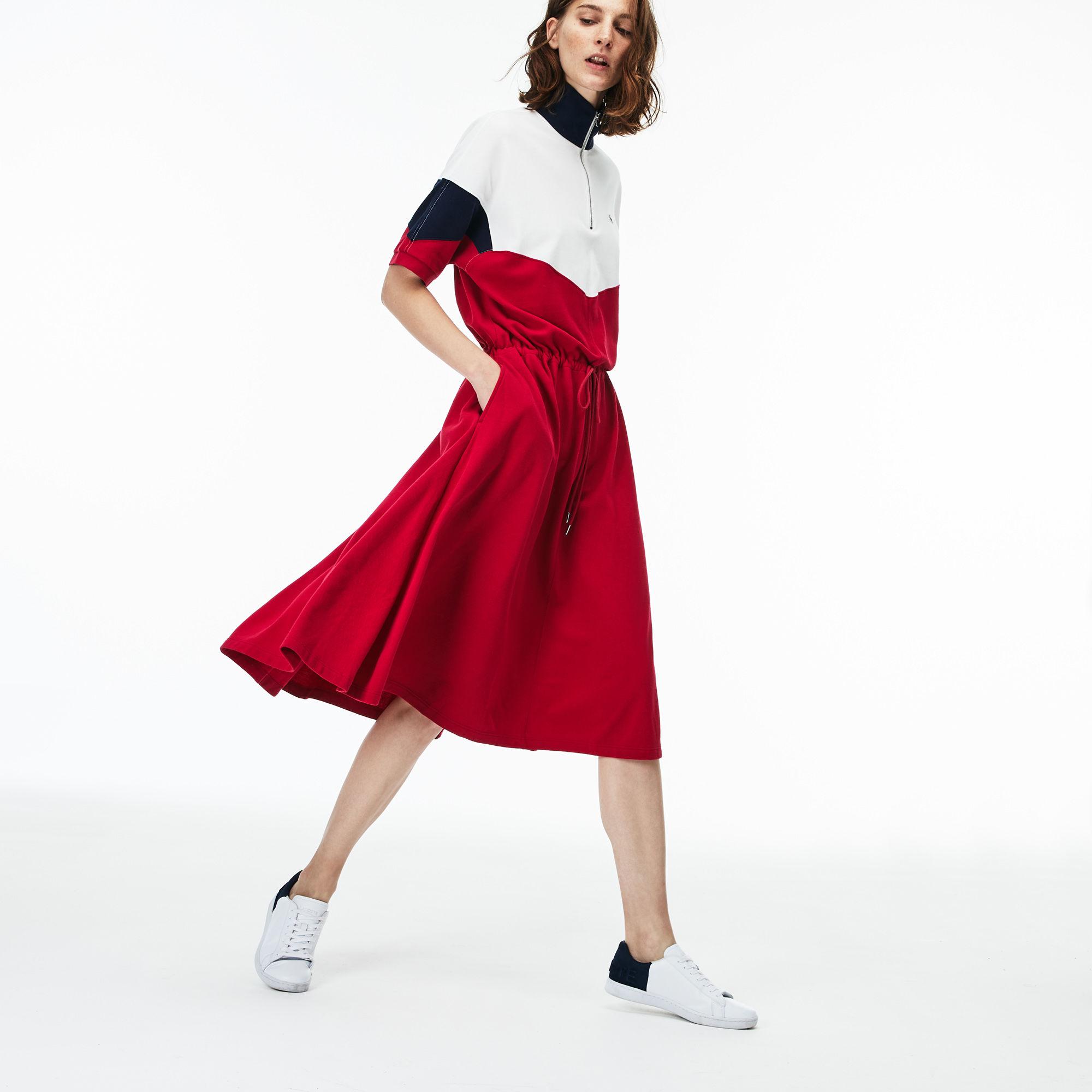 women's fitted colorblock terrycloth piqué polo dress