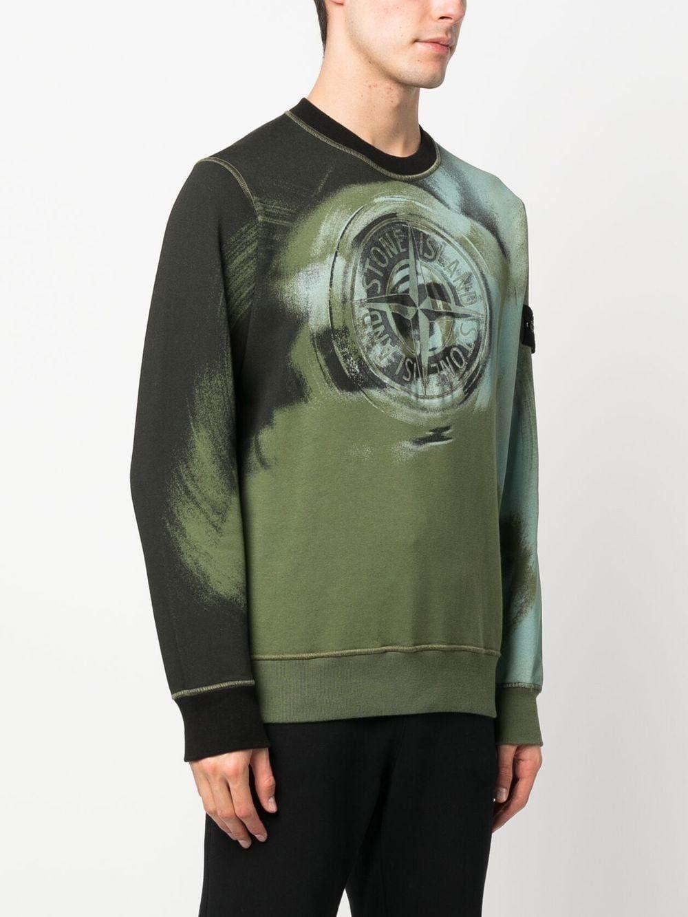 Stone Island T-tie-dye Print Logo Sweatshirt in Green for Men | Lyst