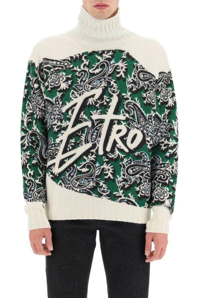 Etro Wool And Alpaca Paisley Sweater in Black for Men | Lyst