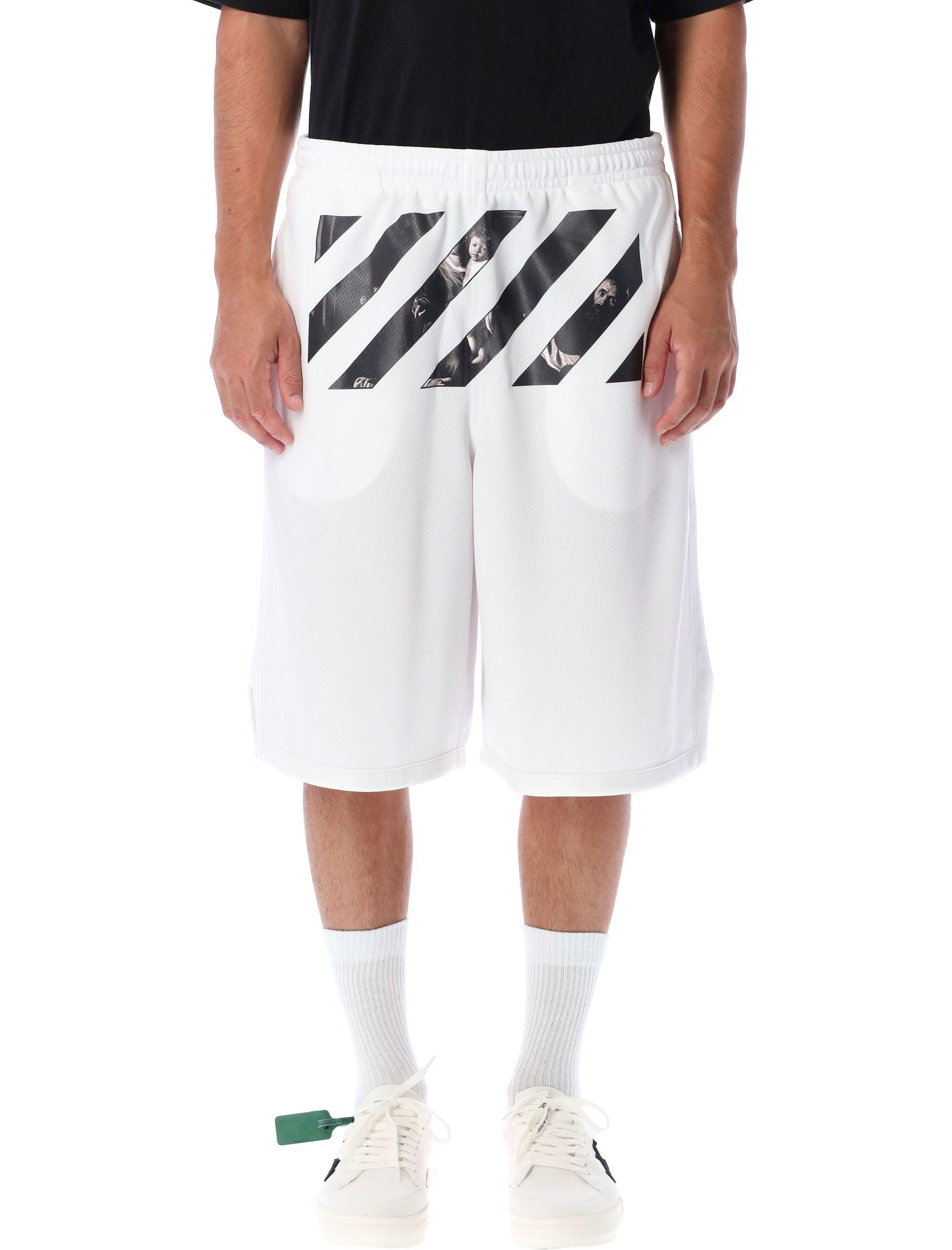 Off-White c/o Virgil Abloh Caravaggio Mesh Shorts in White for Men | Lyst