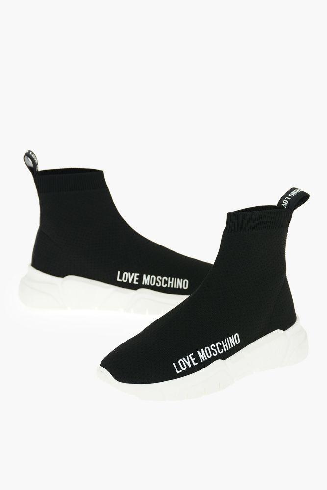 Moschino Love Solid Color Running35 Sock Sneakers With Contrasting So in  Black | Lyst