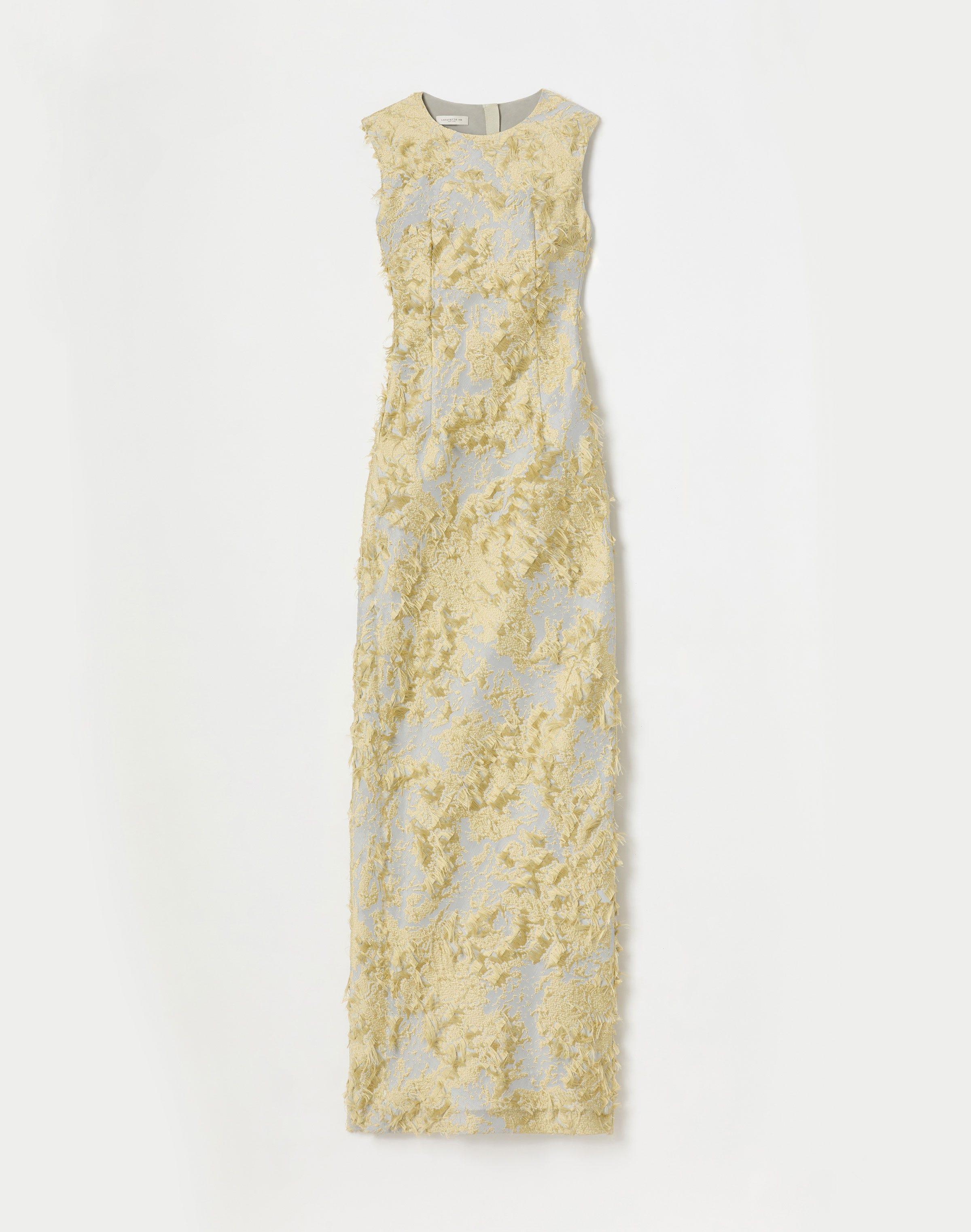 Lafayette 148 New York Pastel Dust Fringe Jacquard Maxi Sheath Gown in  Metallic | Lyst