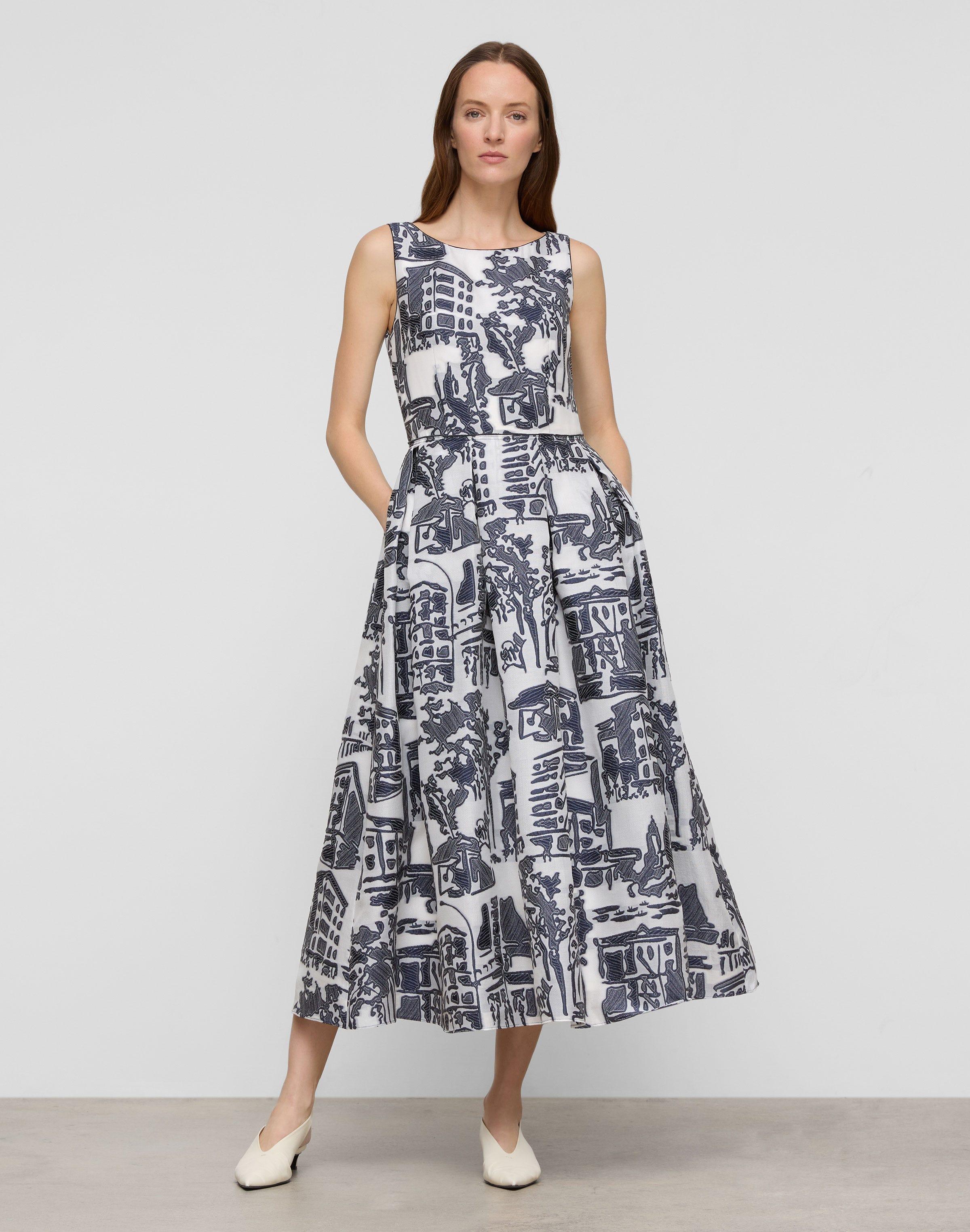 Lafayette 148 New York Cityscape Jacquard Tailored A-Line Dress in White | Lyst Lafayette 148 New York Cityscape Jacquard Tailored A-Line Dress in White | Lyst