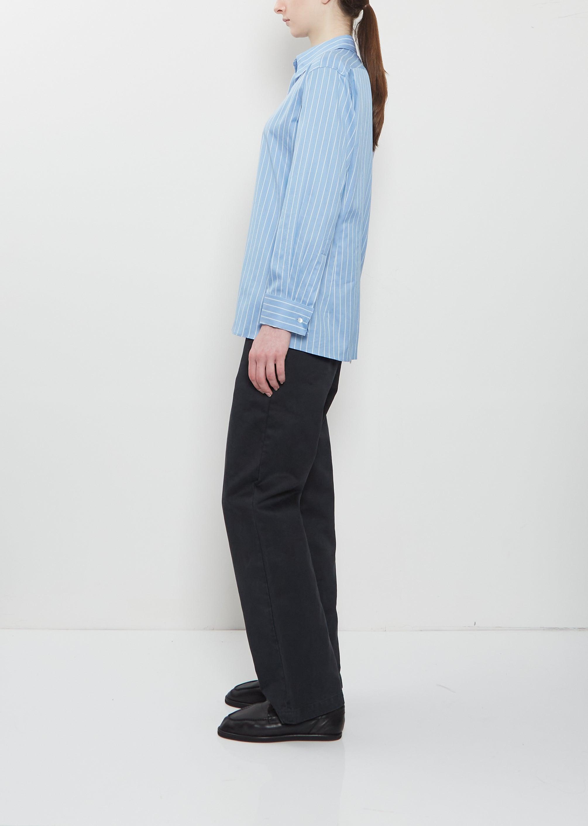 AURALEE Cotton Silk Stripe Double-cuff Shirt in Blue | Lyst UK