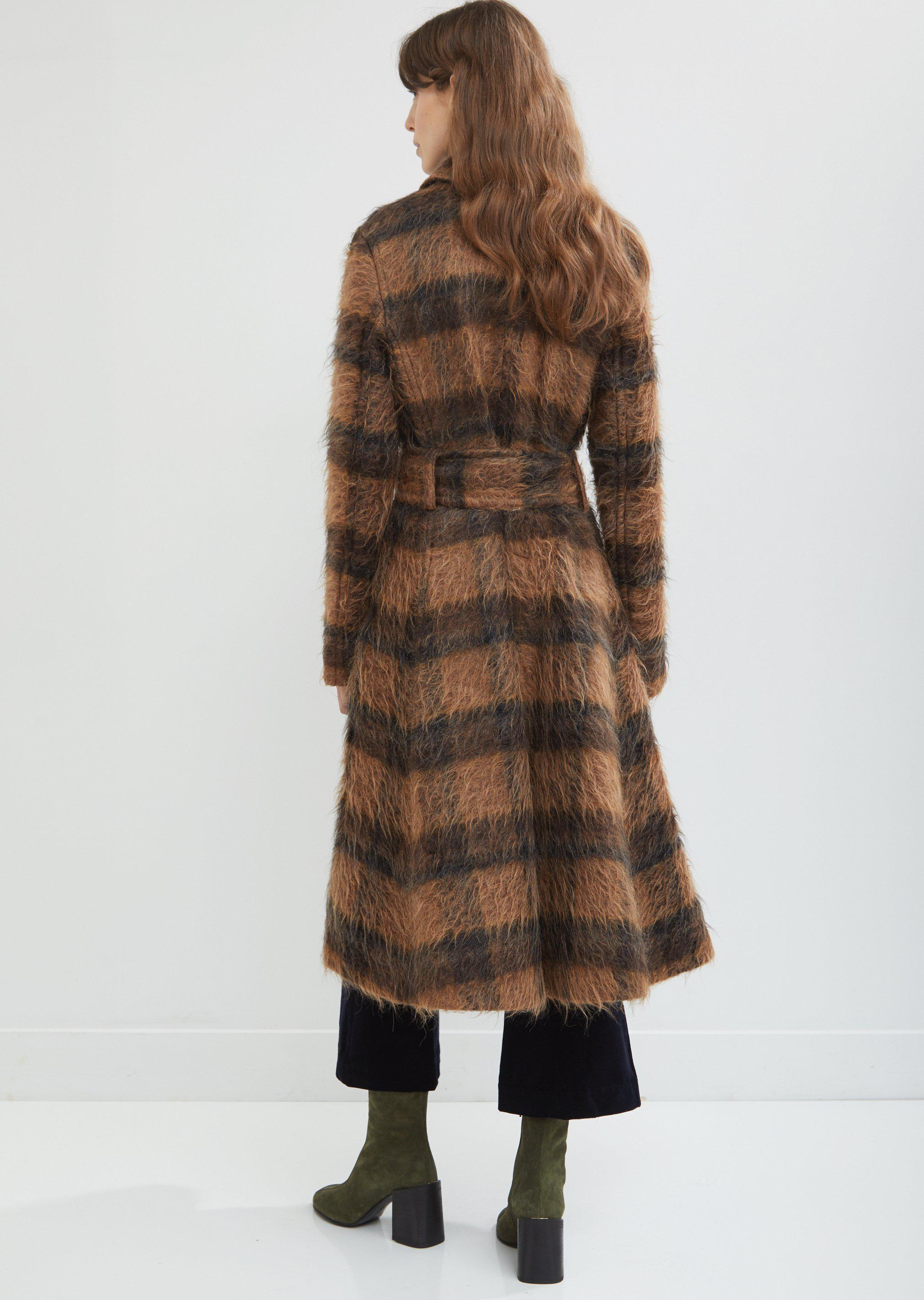 Acne Studios Wool Mohair Alpaca Check Coat in Camel / Brown (Brown) - Lyst