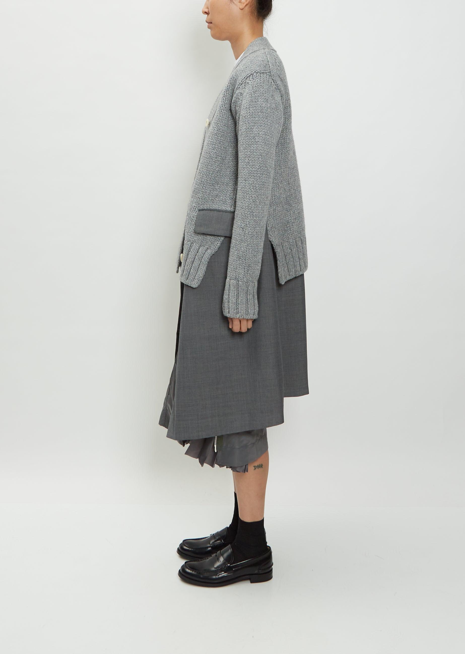 Sacai Women's Gray Wool Suiting X Knit Cardigan