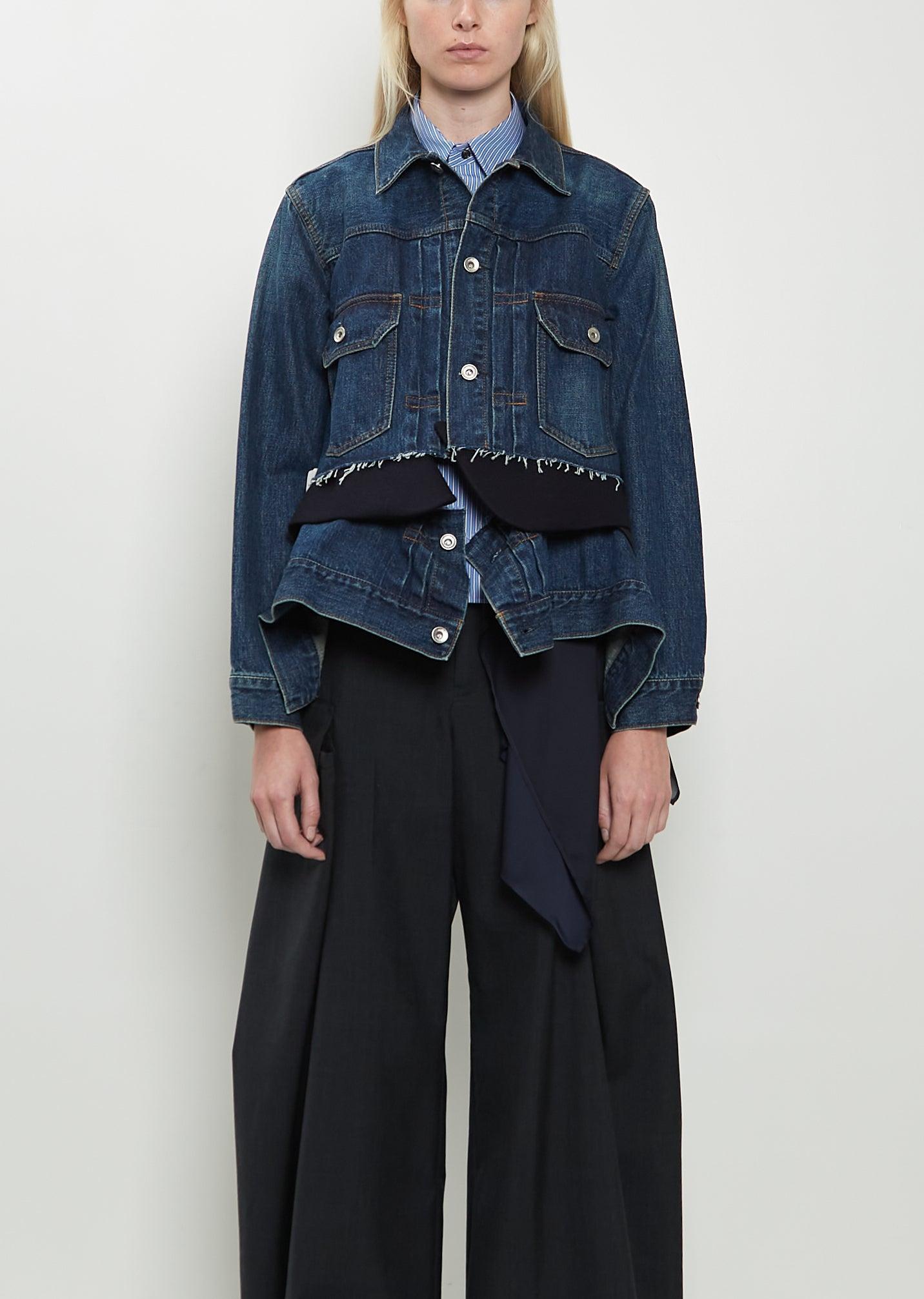 Sacai Denim X Wool Melton Jacket in Blue | Lyst