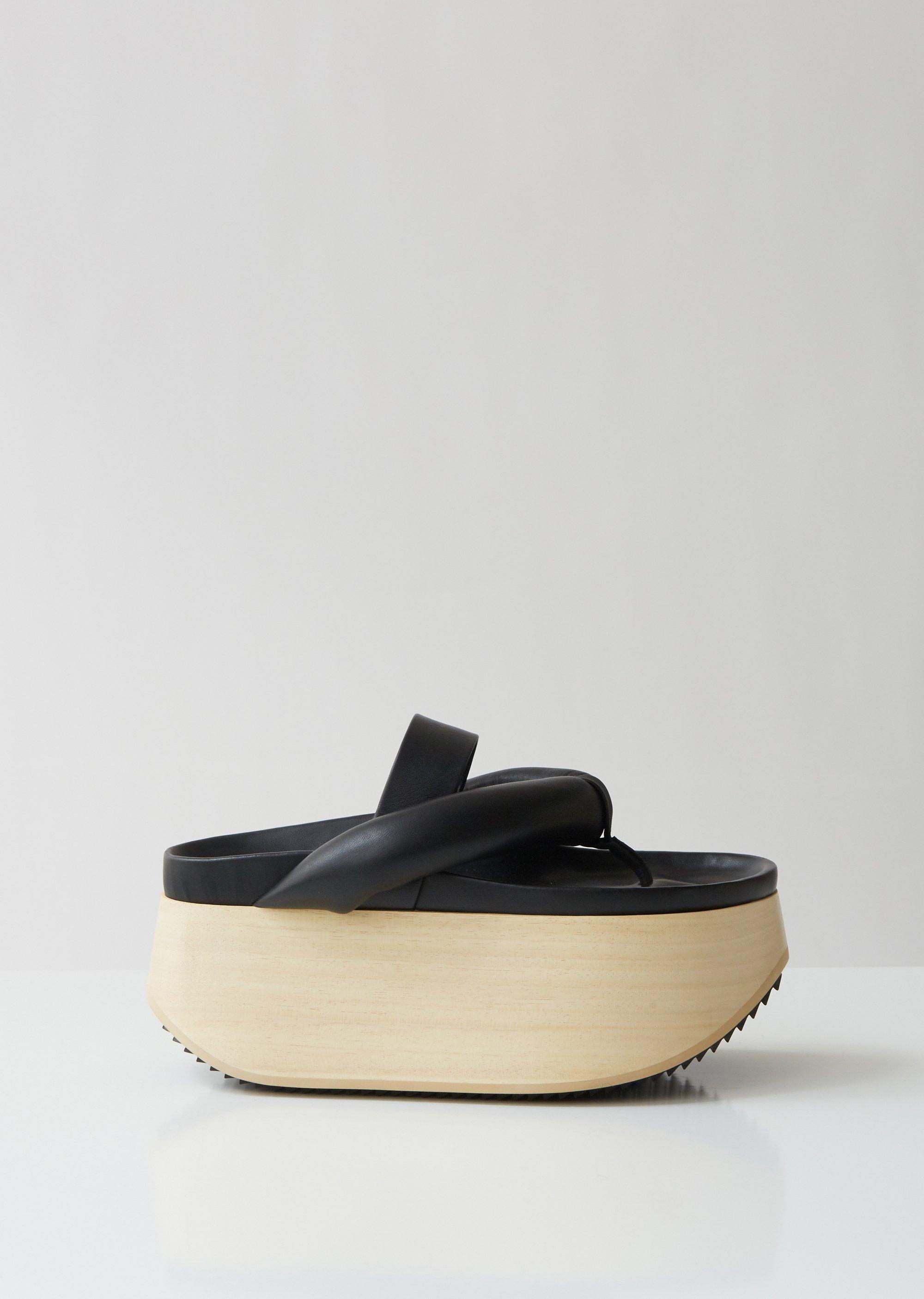 Jil Sander Leather Platform Sandals in Nero (Black) | Lyst