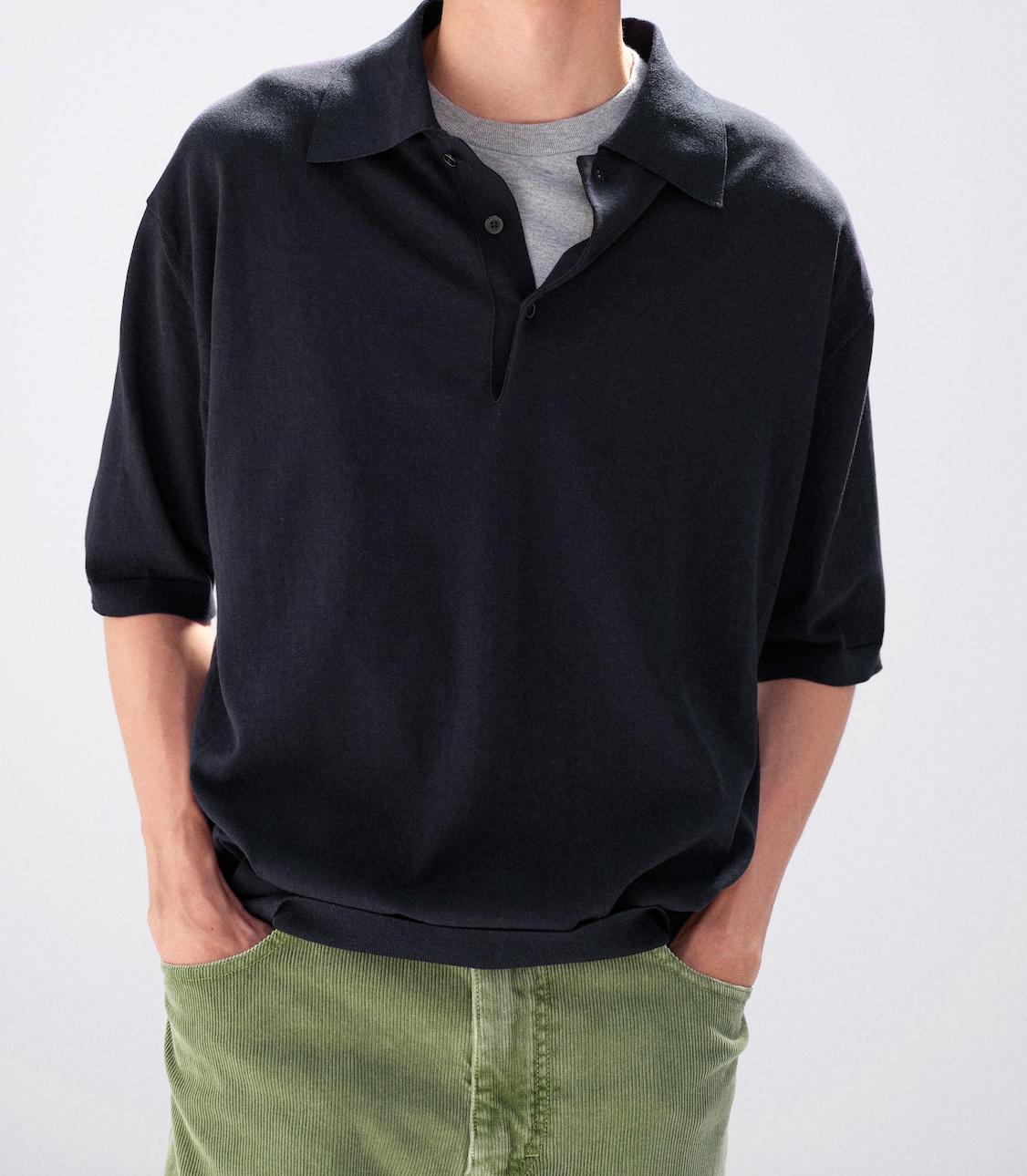 AURALEE Giza High Gauge Knit Polo in Blue | Lyst UK