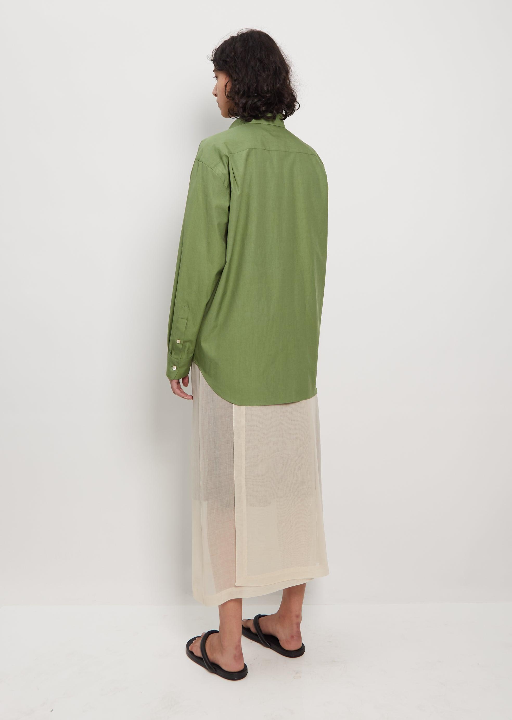 AURALEE Cotton Twill Shirt in Green | Lyst