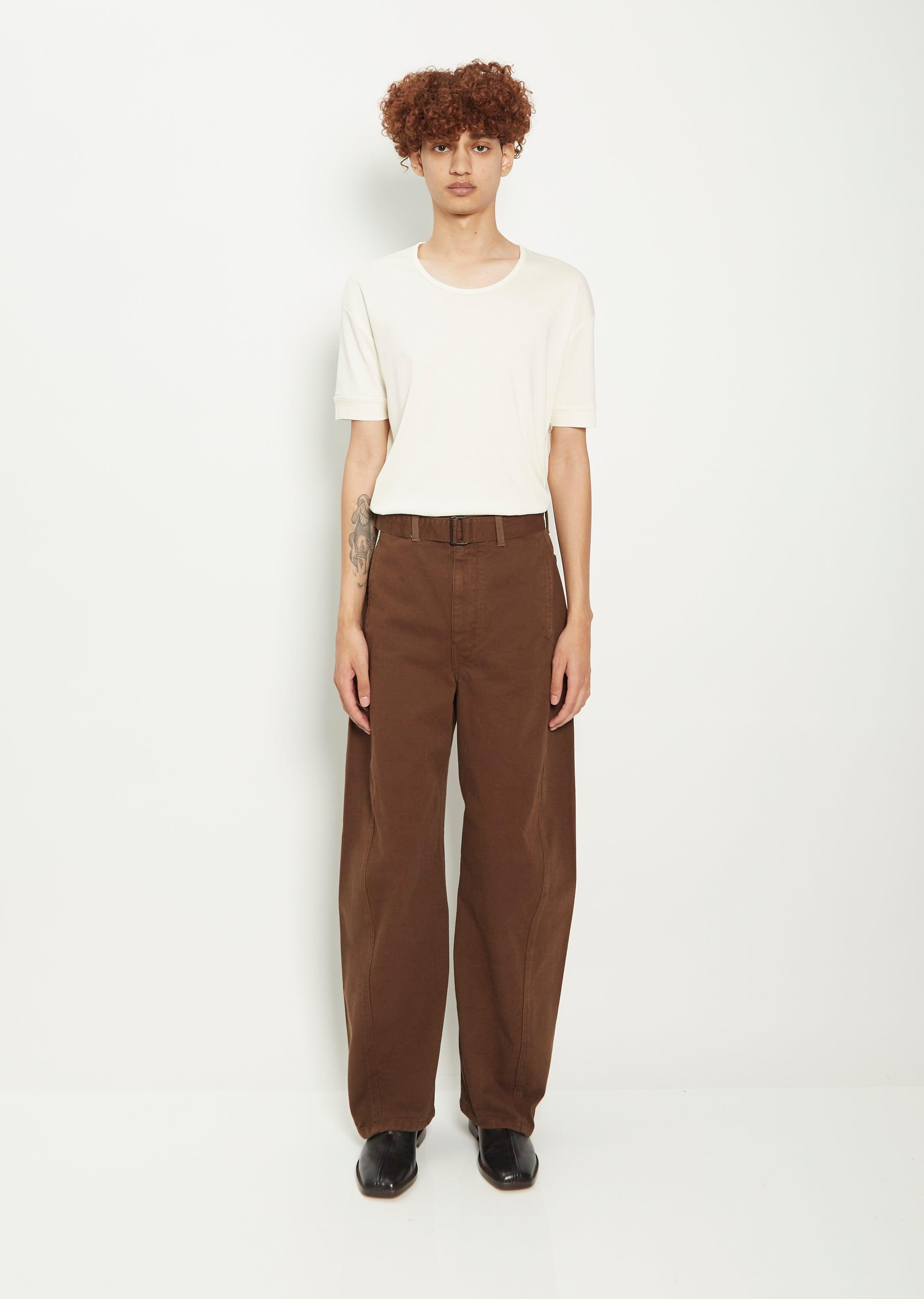 Lemaire Unisex Twisted Belted Cotton Pants - Dark Brown | Lyst