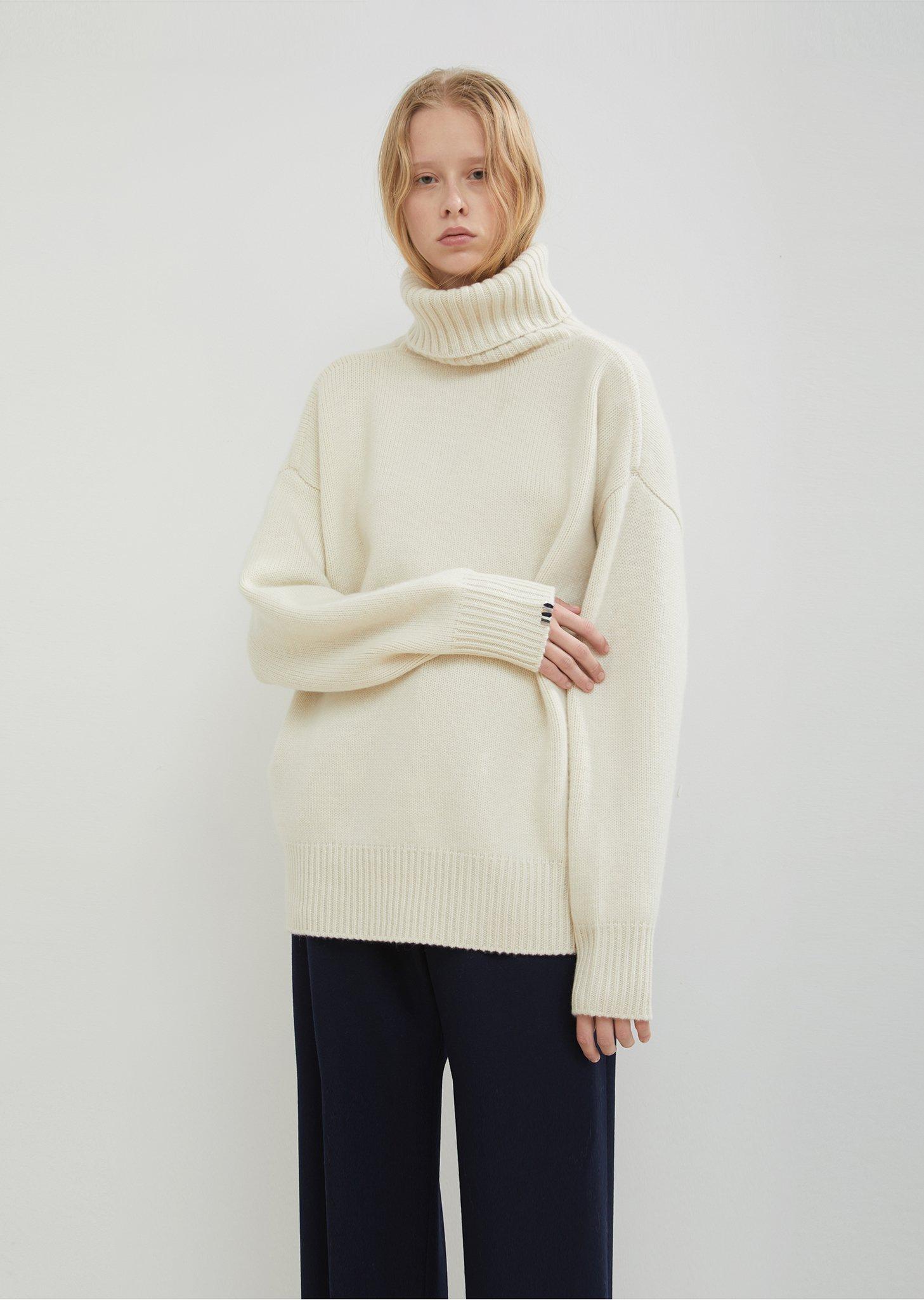 cream cashmere polo neck jumper
