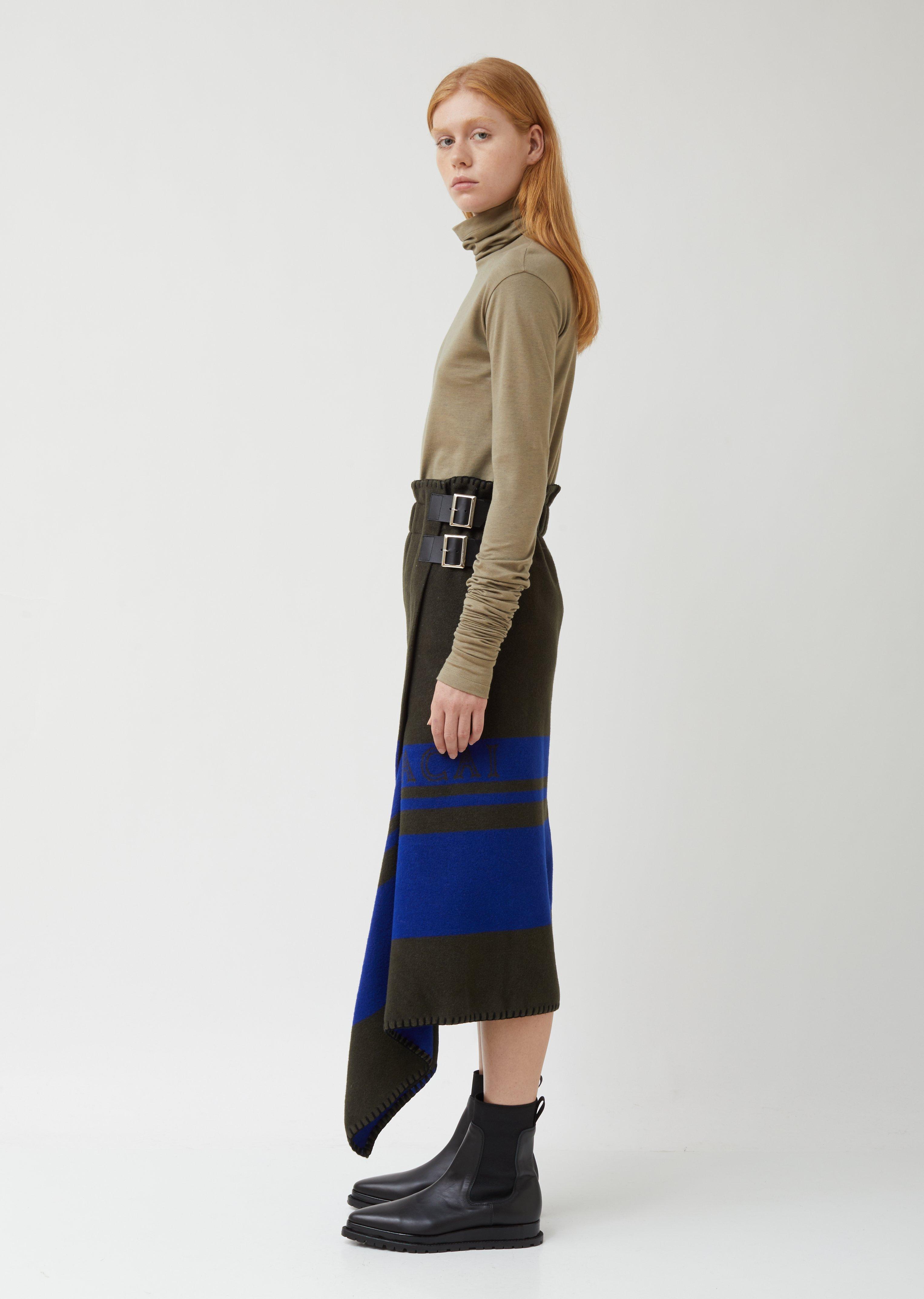 Sacai Wool Blanket Skirt In Blue Lyst Sacai Wool Blanket Skirt In Blue Lyst