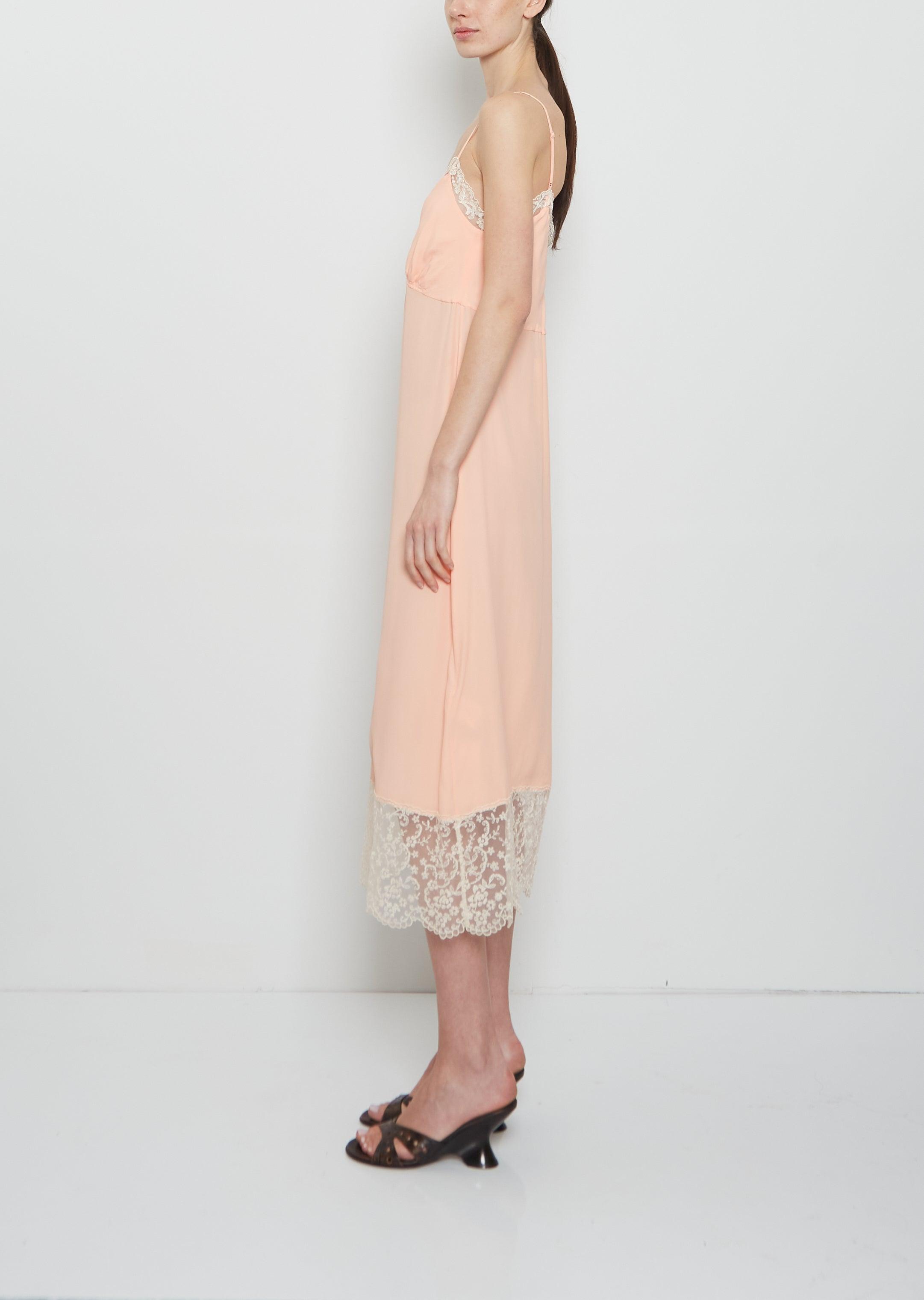 Simone Rocha Silk Blend Lace Trim Slip Dress in White | Lyst
