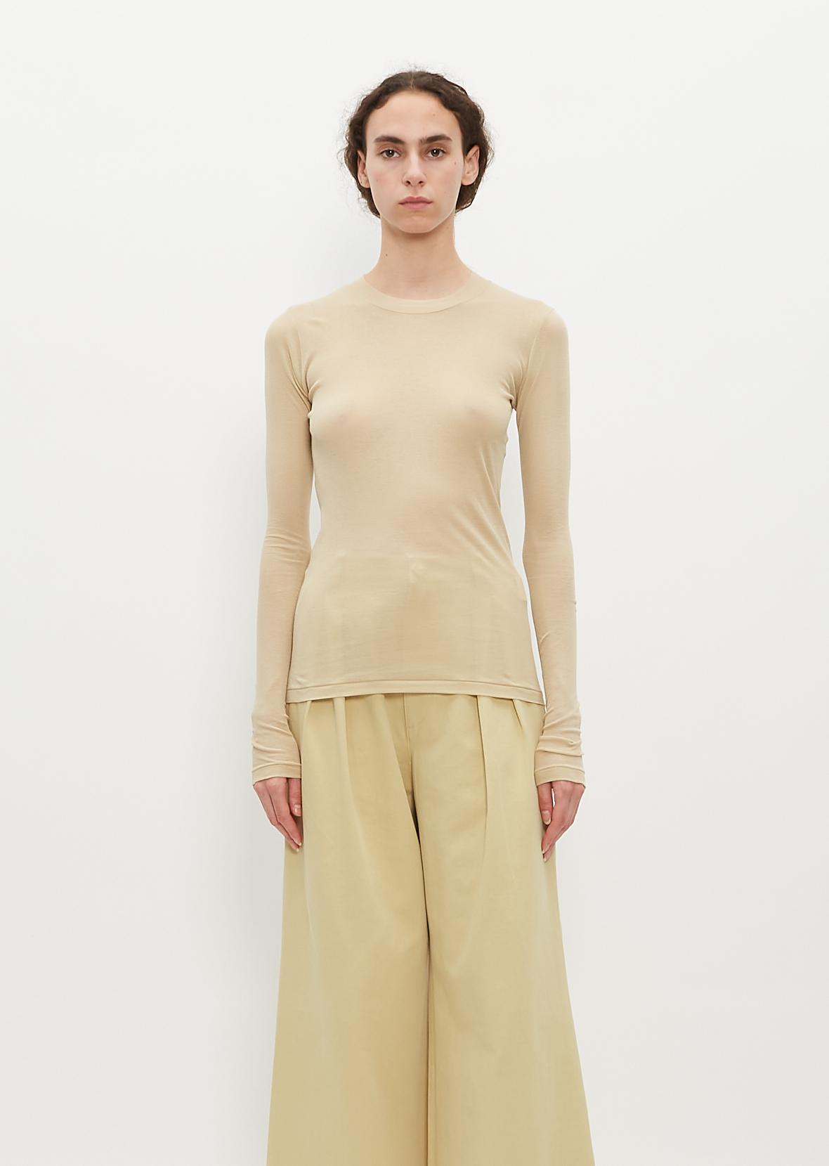 AURALEE High Gauge Sheer Rib Long Sleeve Tee in Natural | Lyst UK