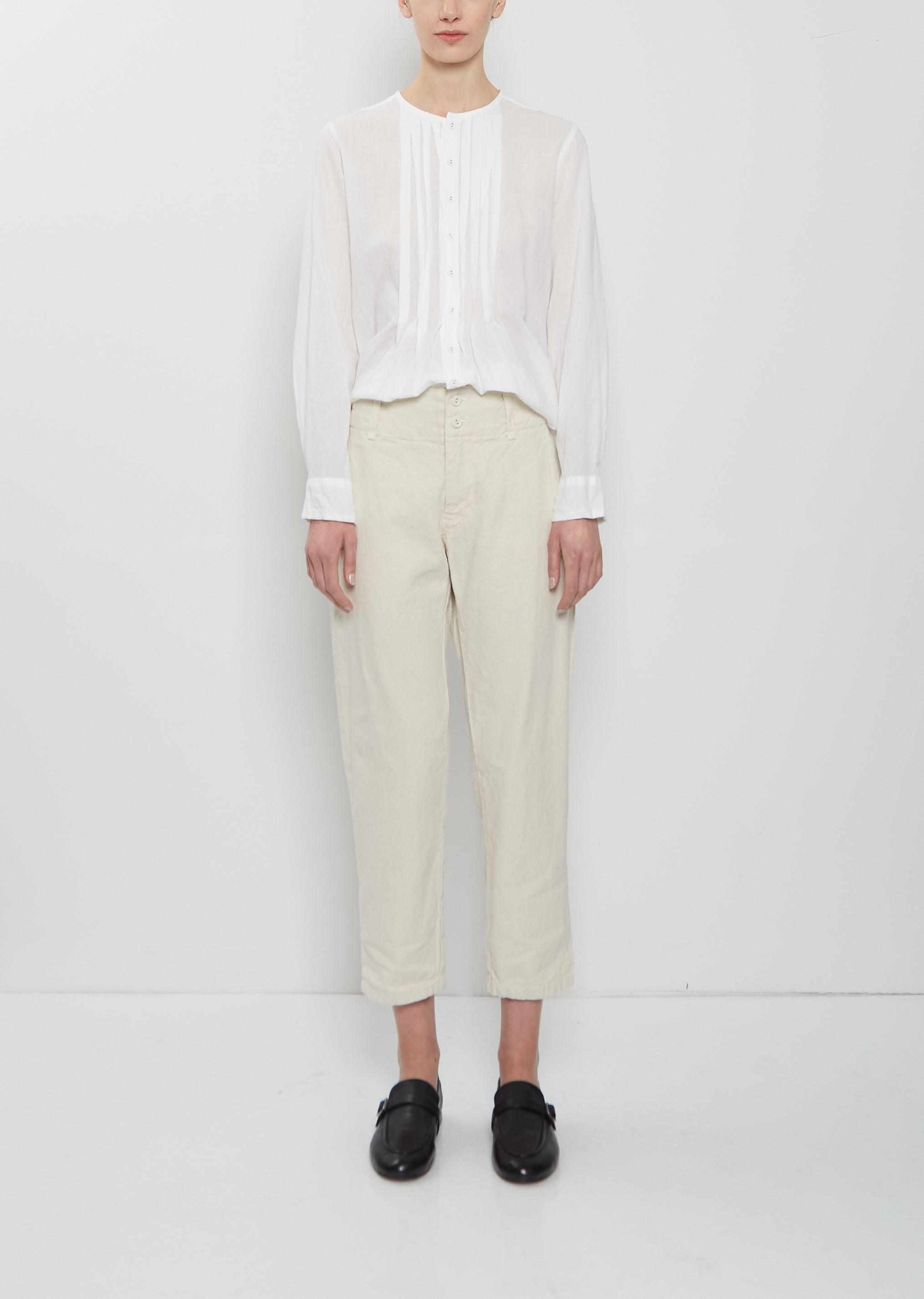 Pas De Calais Linen Cotton Tapered Pants in White | Lyst