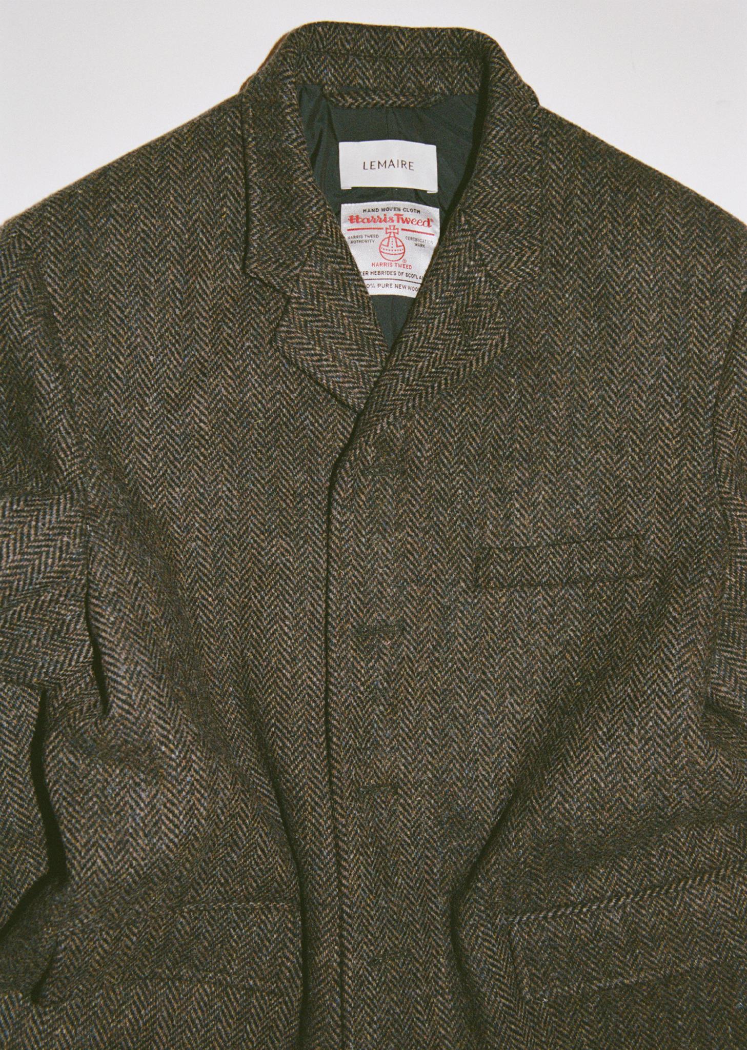 Lemaire Harris Tweed Boxy Tailored Jacket in Brown | Lyst