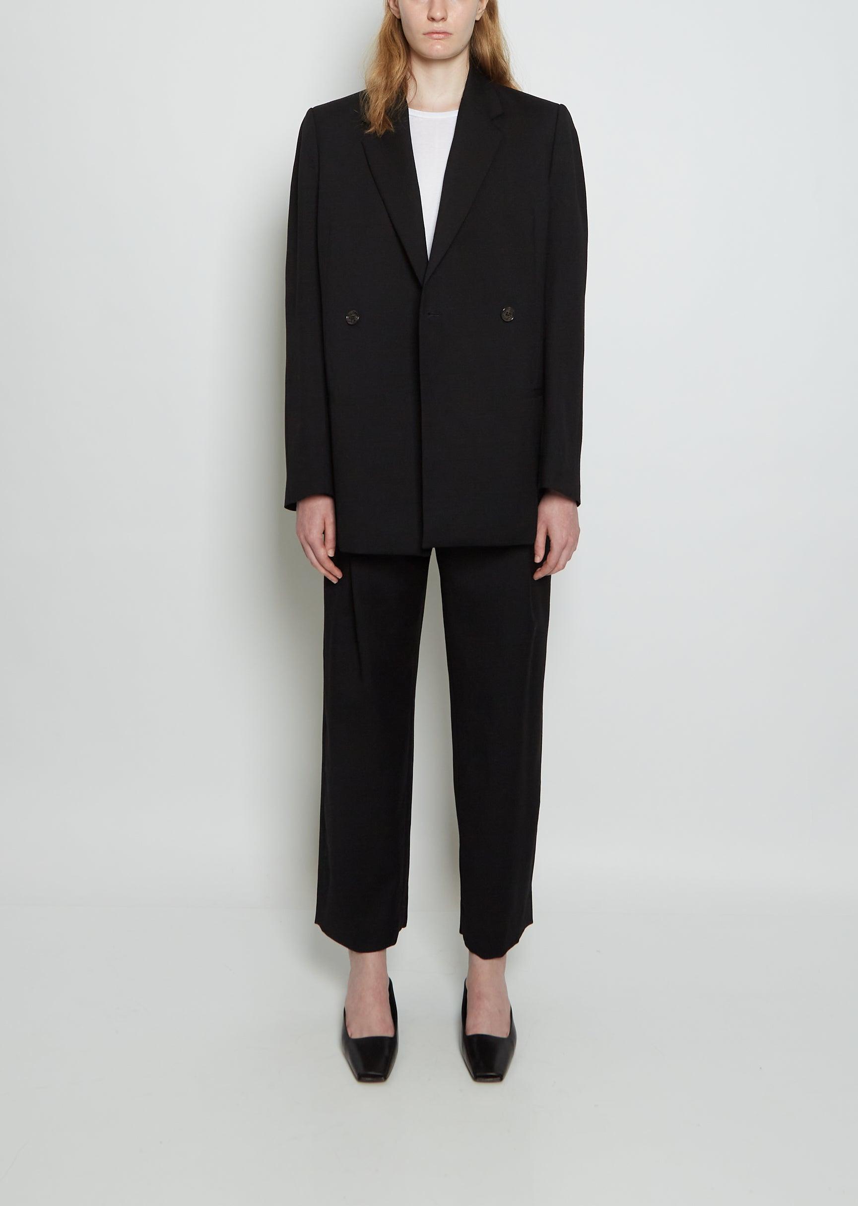 Totême Double-breasted Vent Wool Blazer in Black | Lyst Canada