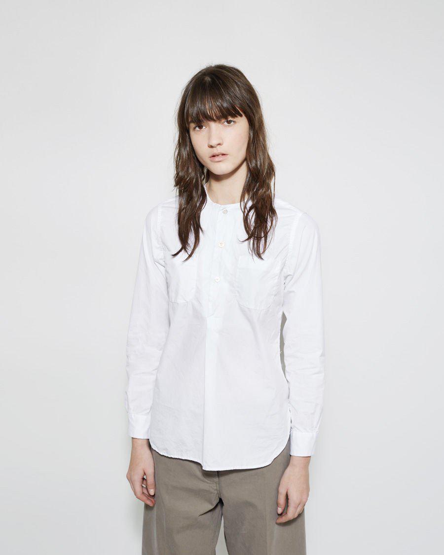 Engineered Garments Cotton Irving Collarless Shirt in White - Lyst