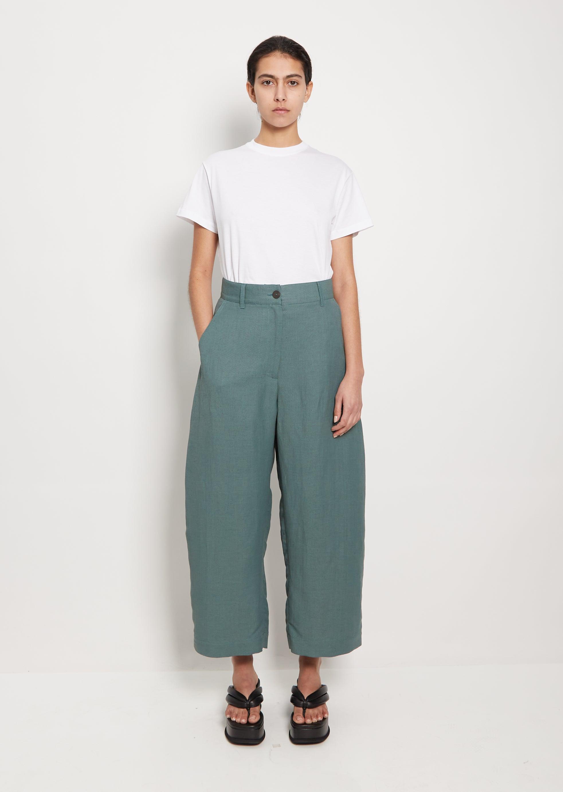 Studio Nicholson Chalco Linen Viscose Crop Pant in White | Lyst