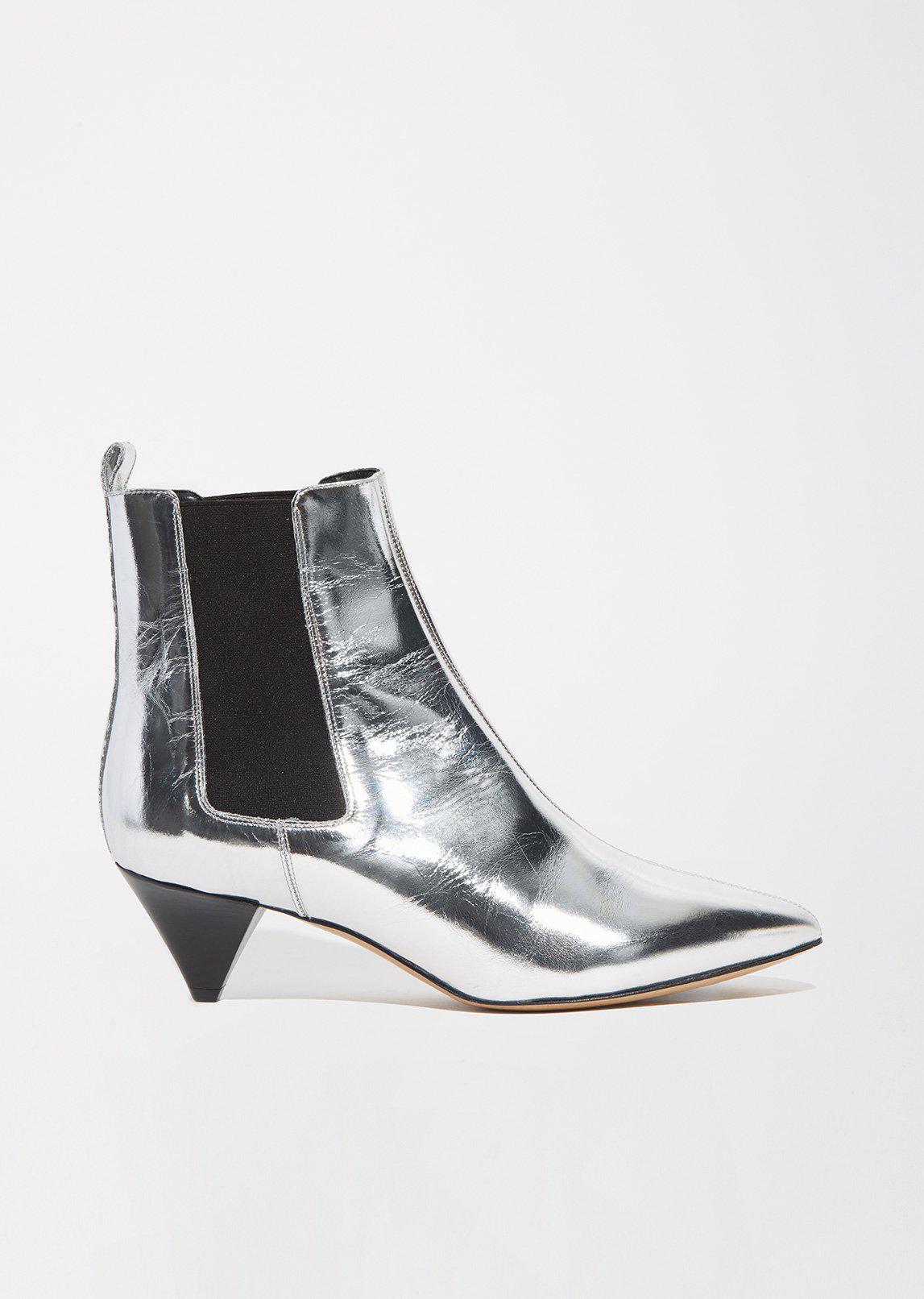 silver pointed ankle boots