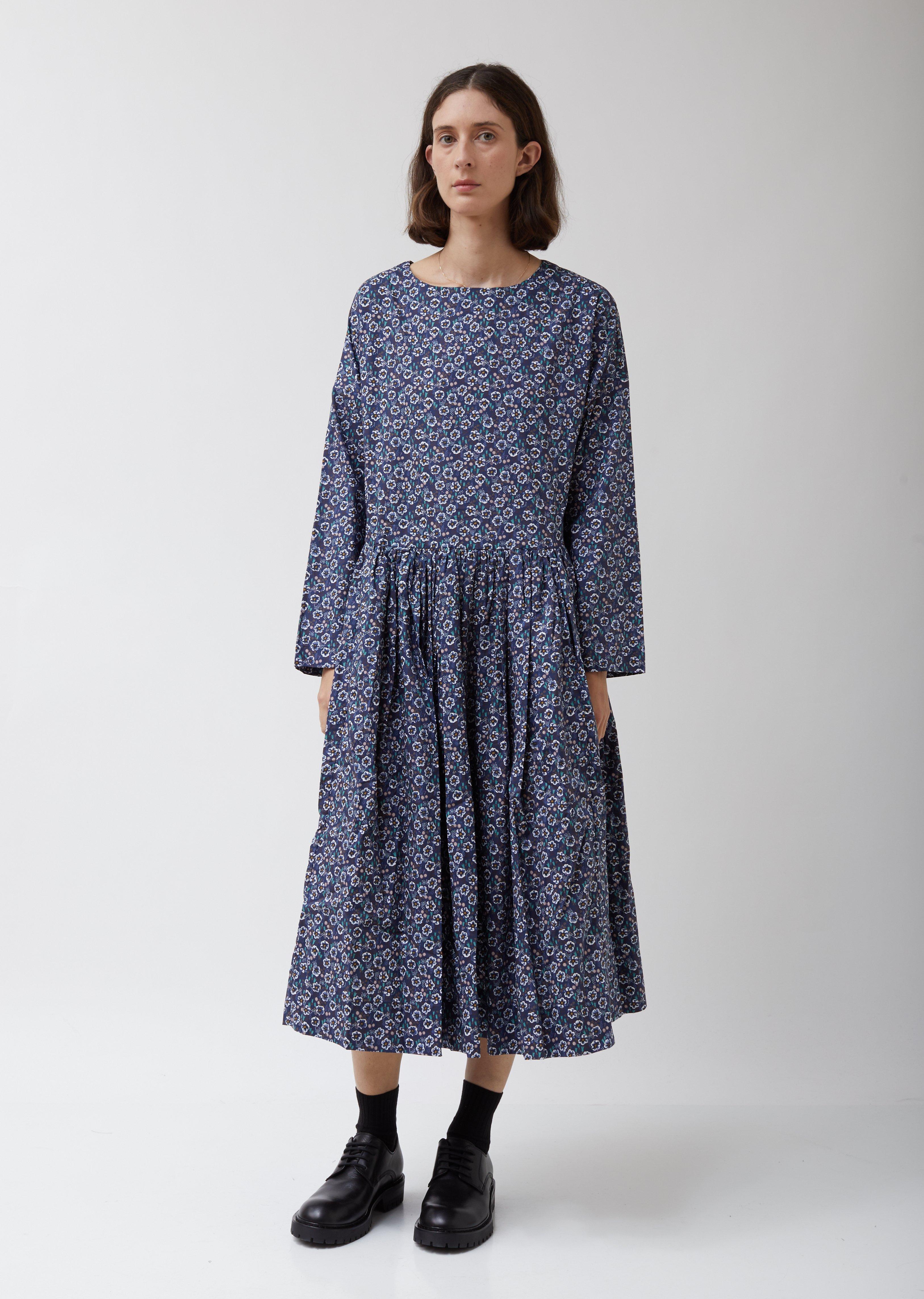 Casey Casey Cotton Pasha Rouch Dress In Point Floral in Navy (Blue) - Lyst